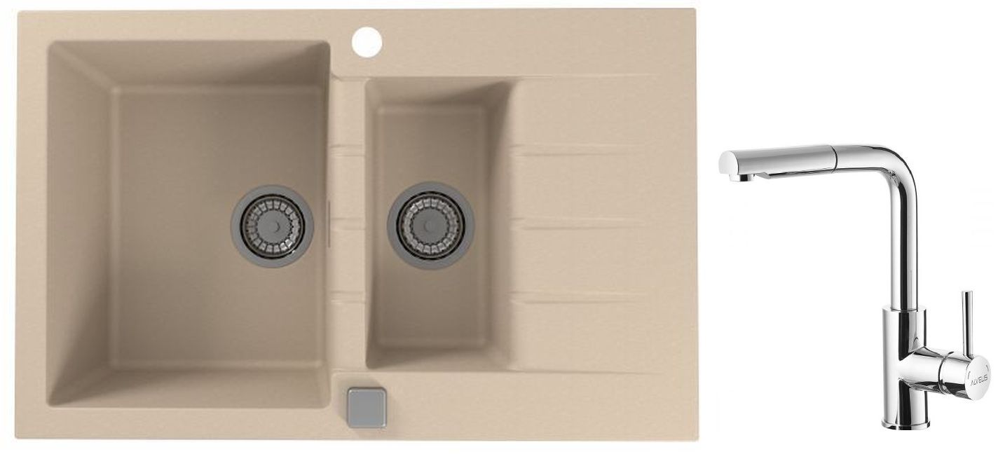 Set lavello in granito Alveus Cadit 1131358, rubinetto da cucina Alveus Siros 1129047