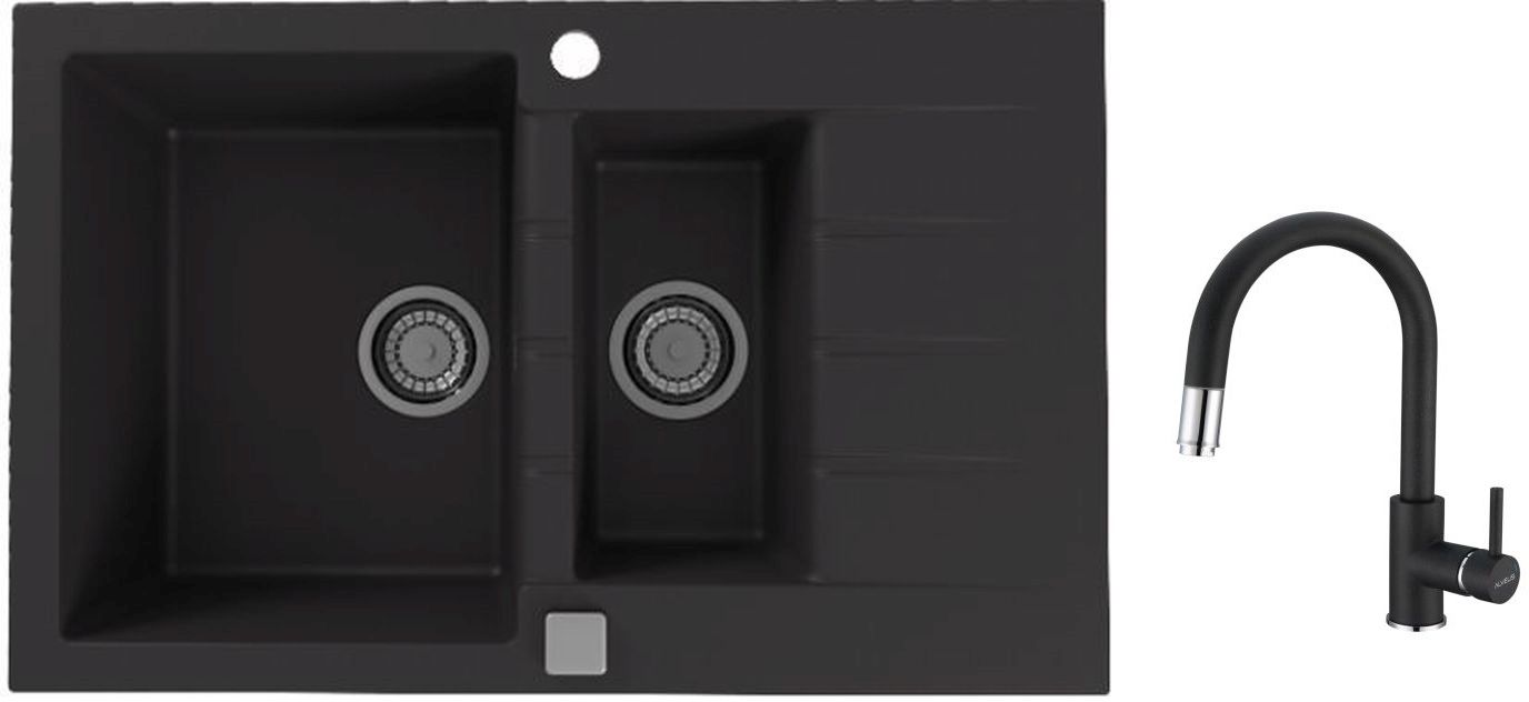 Set lavello in granito Alveus Cadit 1131361, rubinetto da cucina Alveus Delos 1129022