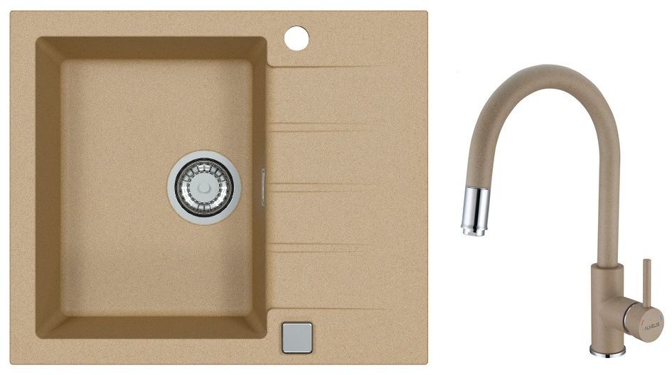 Set lavello in granito Alveus Cadit 1132019, rubinetto da cucina Alveus Delos 1129020
