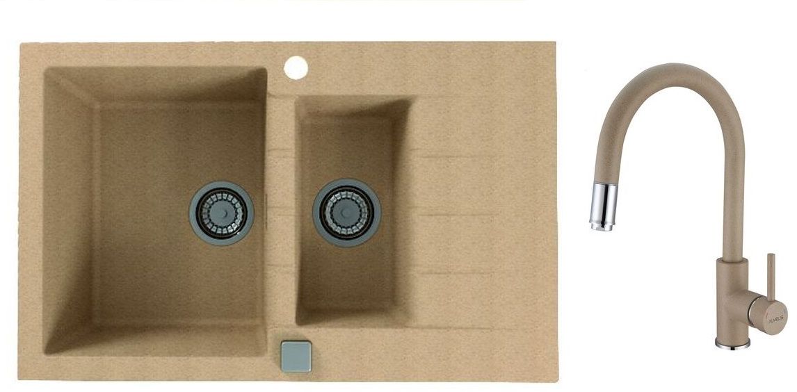 Set lavello in granito Alveus Cadit 1131359, rubinetto da cucina Alveus Delos 1129020