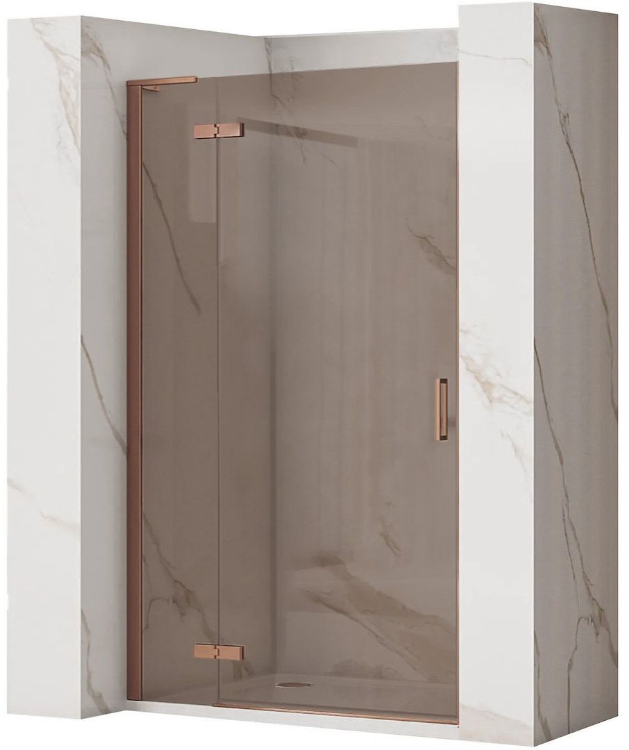 Rea Hugo porta doccia 90 cm a battente rame spazzolata/vetro marrone REA-K6961