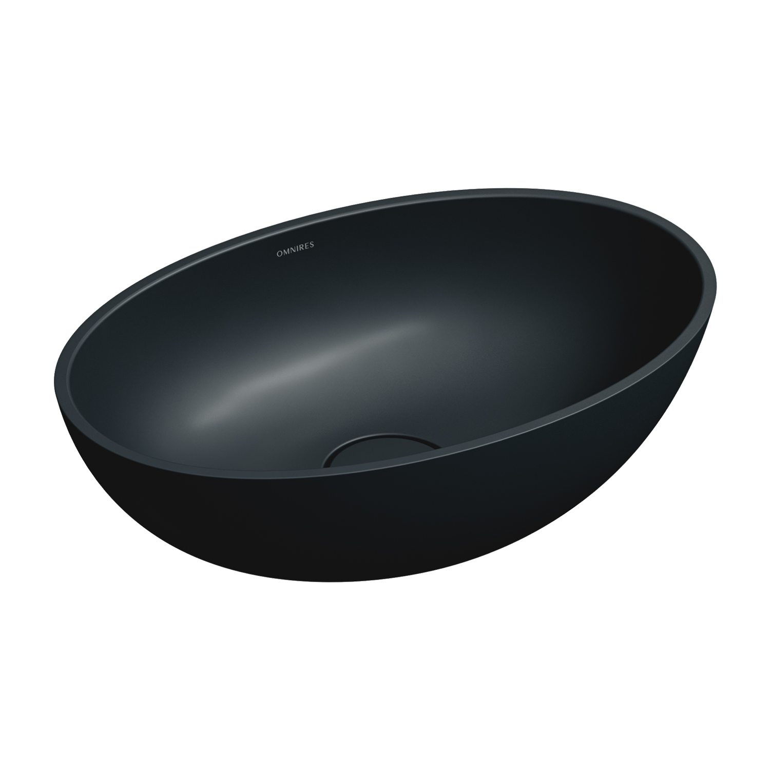 Omnires Shell M+ lavabo 50x32 cm ovale da appoggio nero opaca SHELL500UNBLV