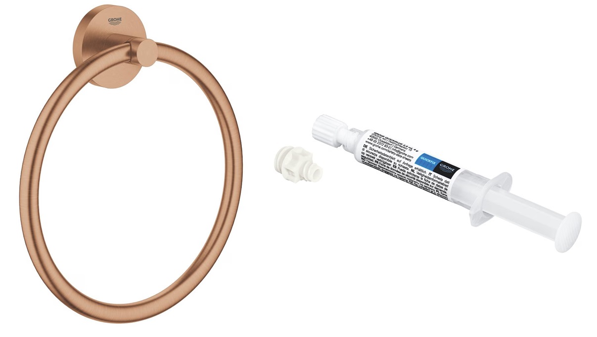 Set portasciugamani Grohe Start 41174DL0, colla Grohe QuickGlue 41127000