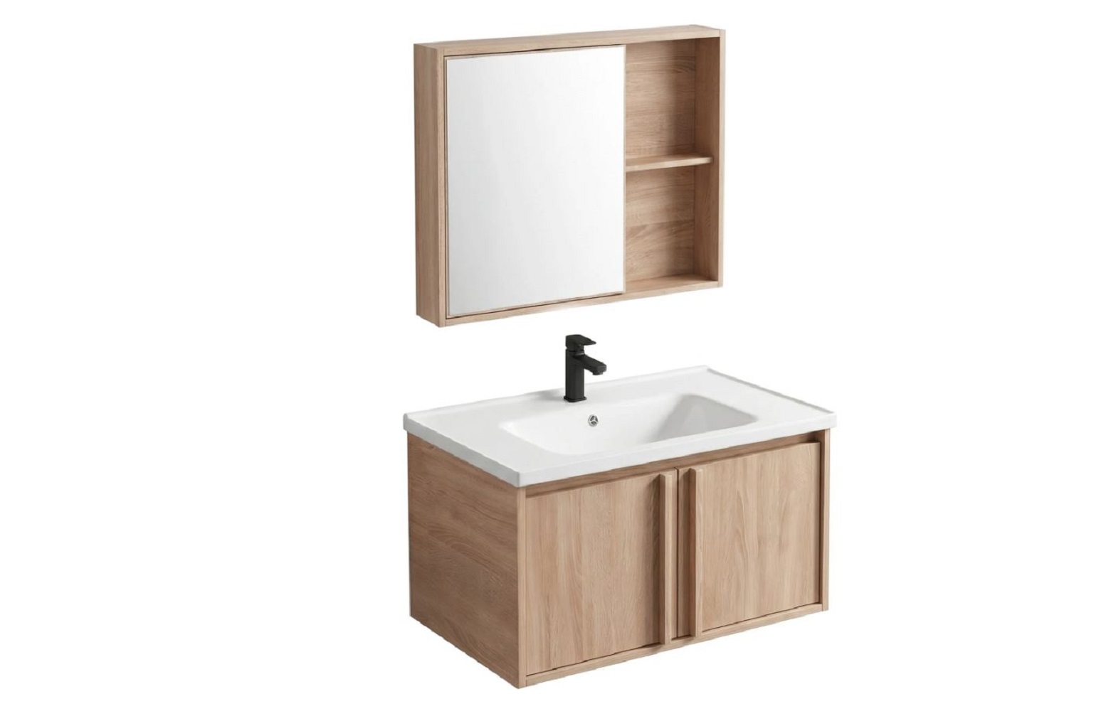 Rea Gama lavabo con armadietto e specchio 60 cm beige REA-M0203