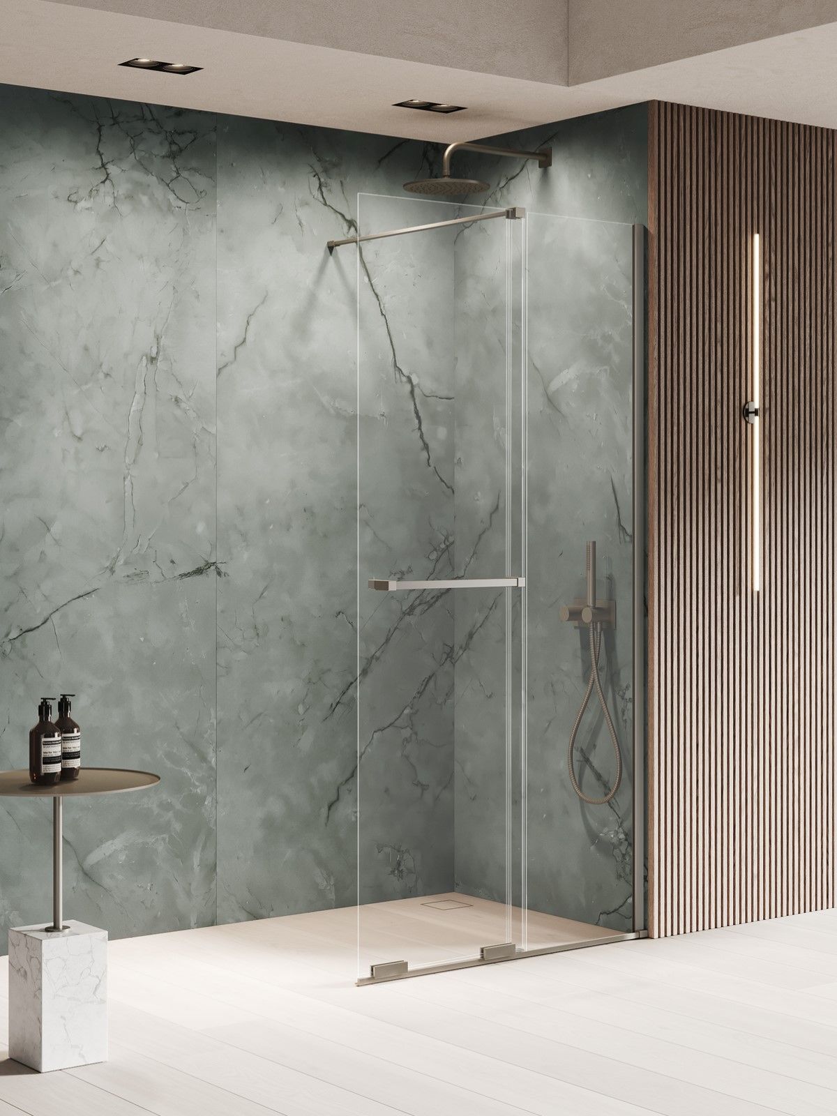 New Trendy Smart Gunmetal Brushed parete doccia walk-in 80 cm gunmetal spazzolata/vetro trasparente EXK-7948