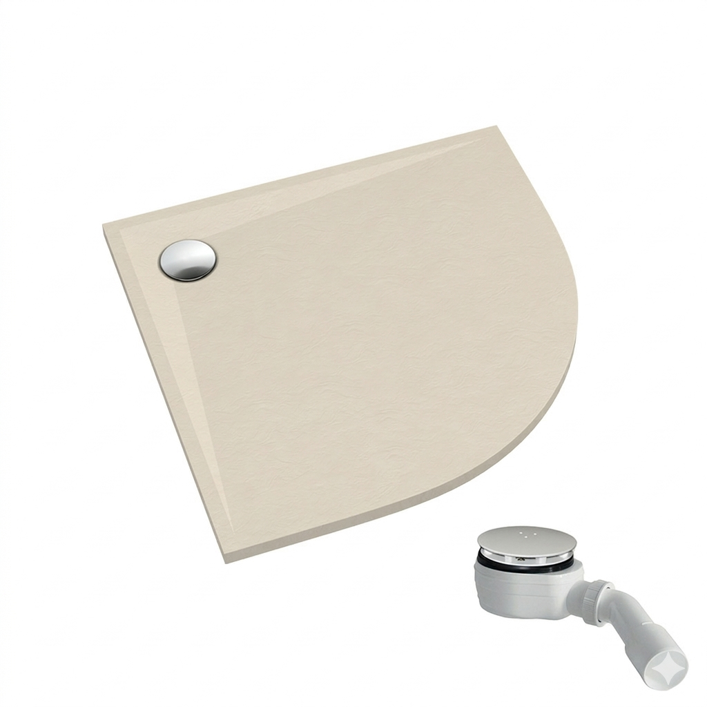 Schedpol Etrusco Cashmere Stone piatto doccia semicircolare con sifone 80x80 cm beige 3.463/PK/ST
