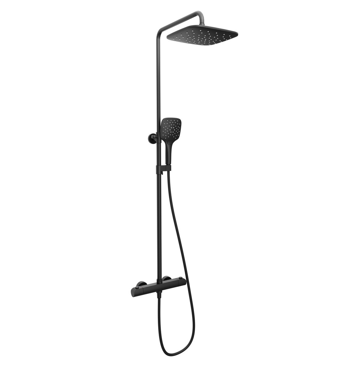 Ravak Flat set doccia a parete con termostato con soffione nero X070443