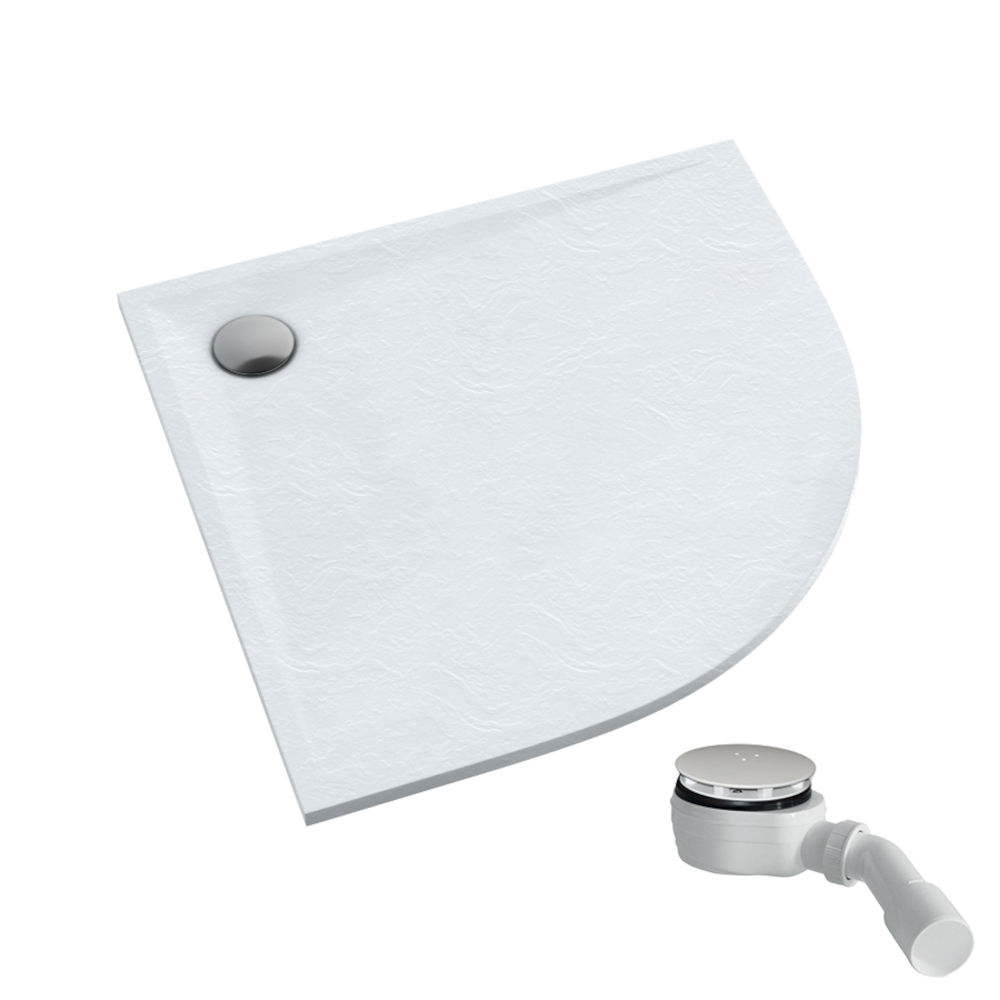 Schedpol Etrusco White Stone piatto doccia semicircolare 80x80 cm bianco 3.463/B/ST