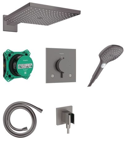 Hansgrohe Raindance E set doccia da incasso con termostato con soffione nero 24623340