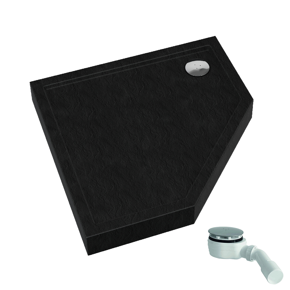 Schedpol Competia New Black Stone piatto doccia pentagonale 80x80 cm bianco 3.4697/C/ST