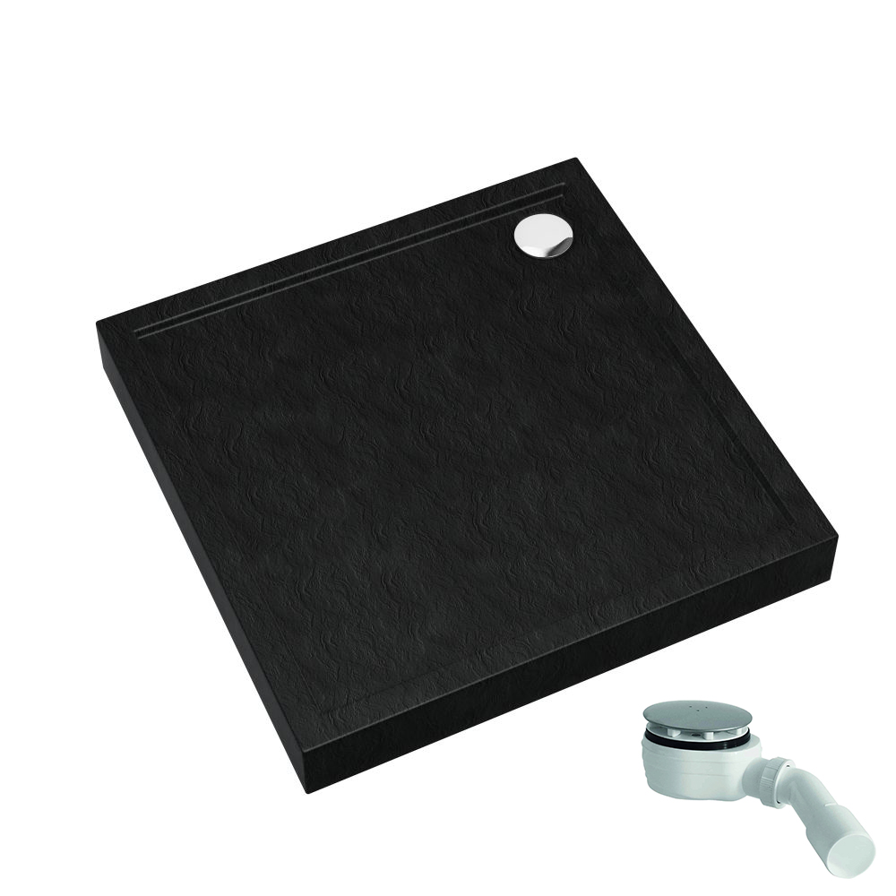 Schedpol Competia New Black Stone piatto doccia quadrato 80x80 cm nero 3.4630/C/ST