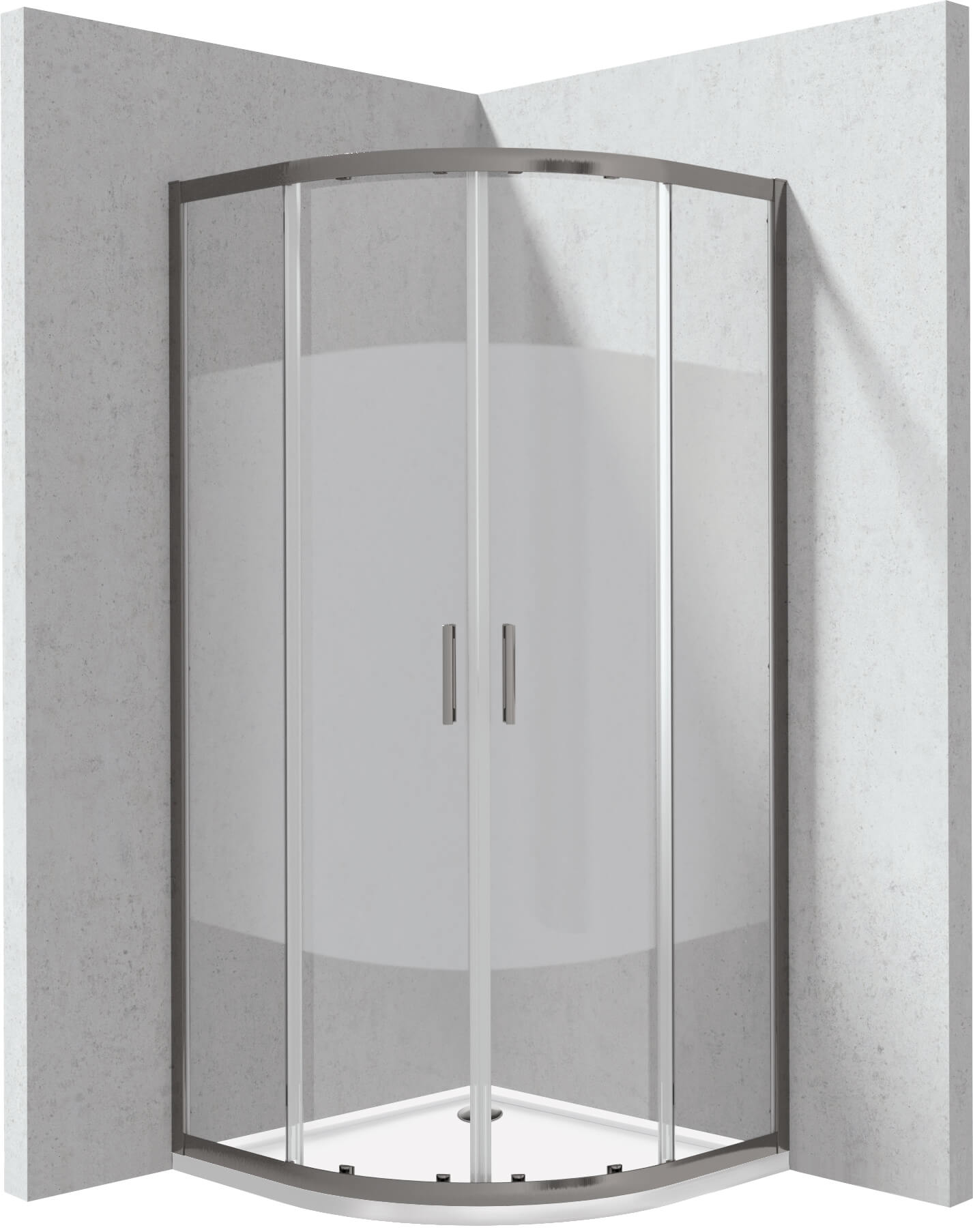 Deante Funkia Evo box doccia con piatto doccia 80x80 cm semicircolare grafite opaca/vetro con motivo KYPPDE88P