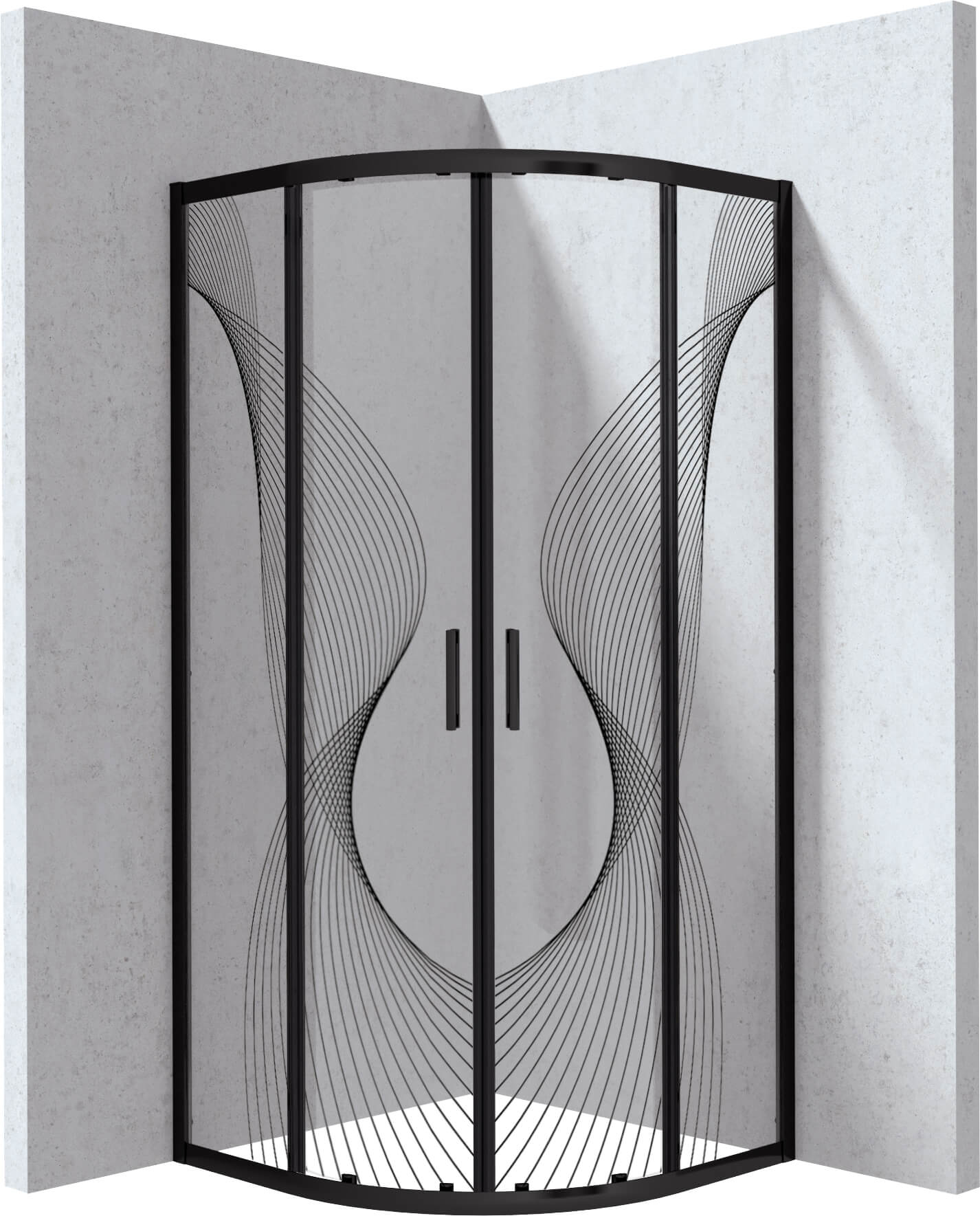 Deante Funkia Evo box doccia 80x80 cm semicircolare nero opaca/vetro con motivo KYPNB88P