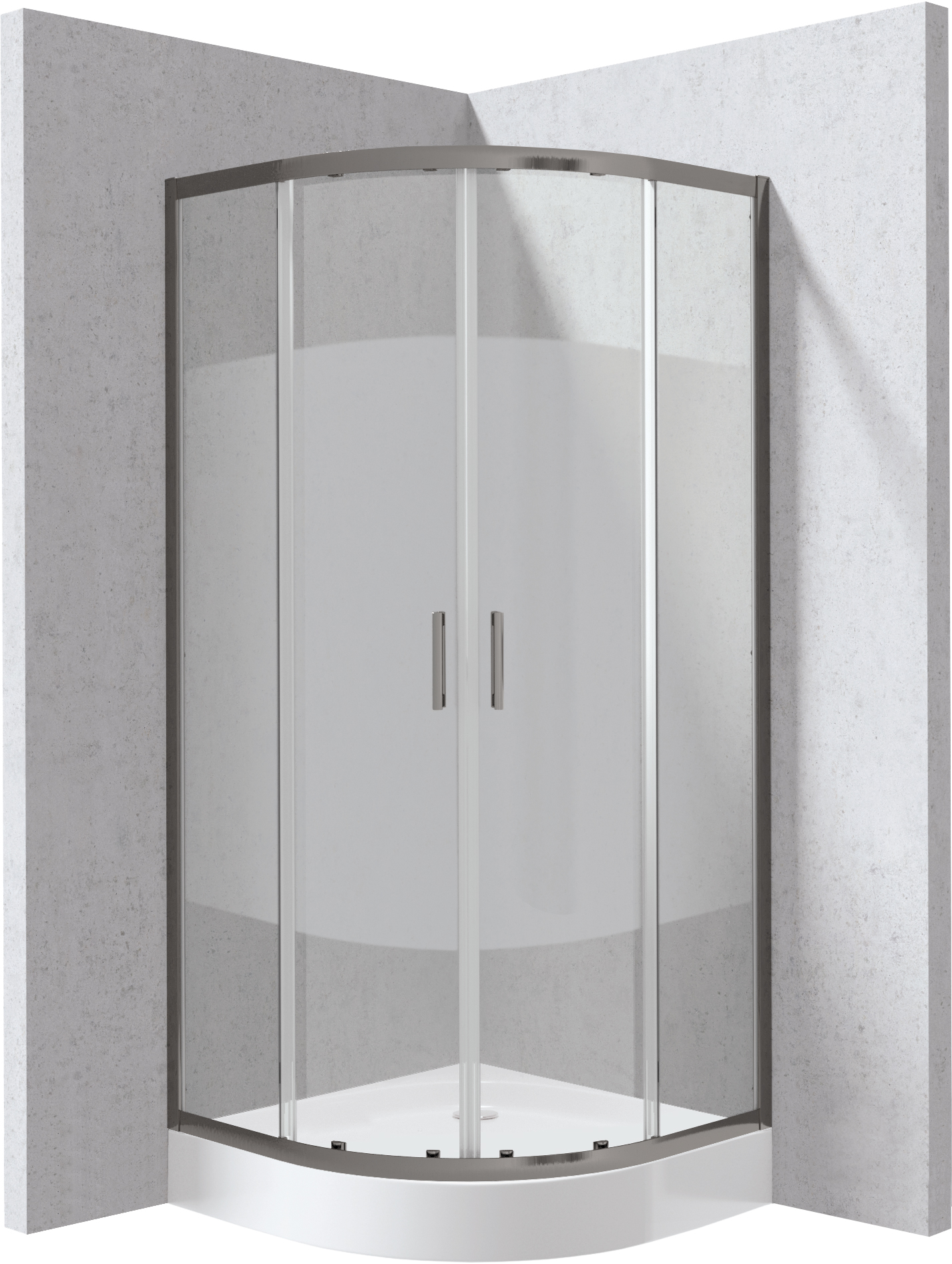 Deante Funkia Evo box doccia con piatto doccia 80x80 cm semicircolare grafite opaca/vetro con motivo KYPZDE88P