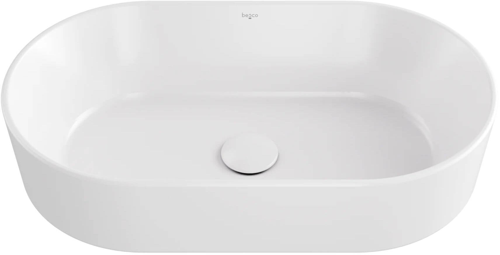Besco Lova lavabo 53x31 cm ovale da appoggio bianco lucida UNC-53-LOB