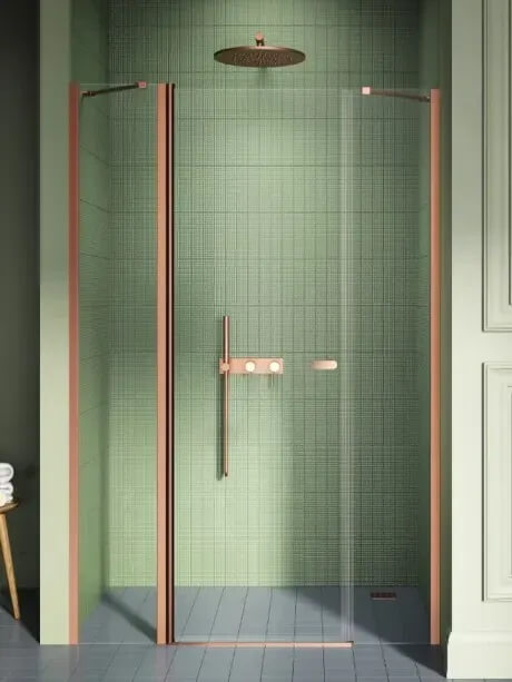 New Trendy New Soleo porta doccia 110 cm a battente rame spazzolata/vetro trasparente D-0967A
