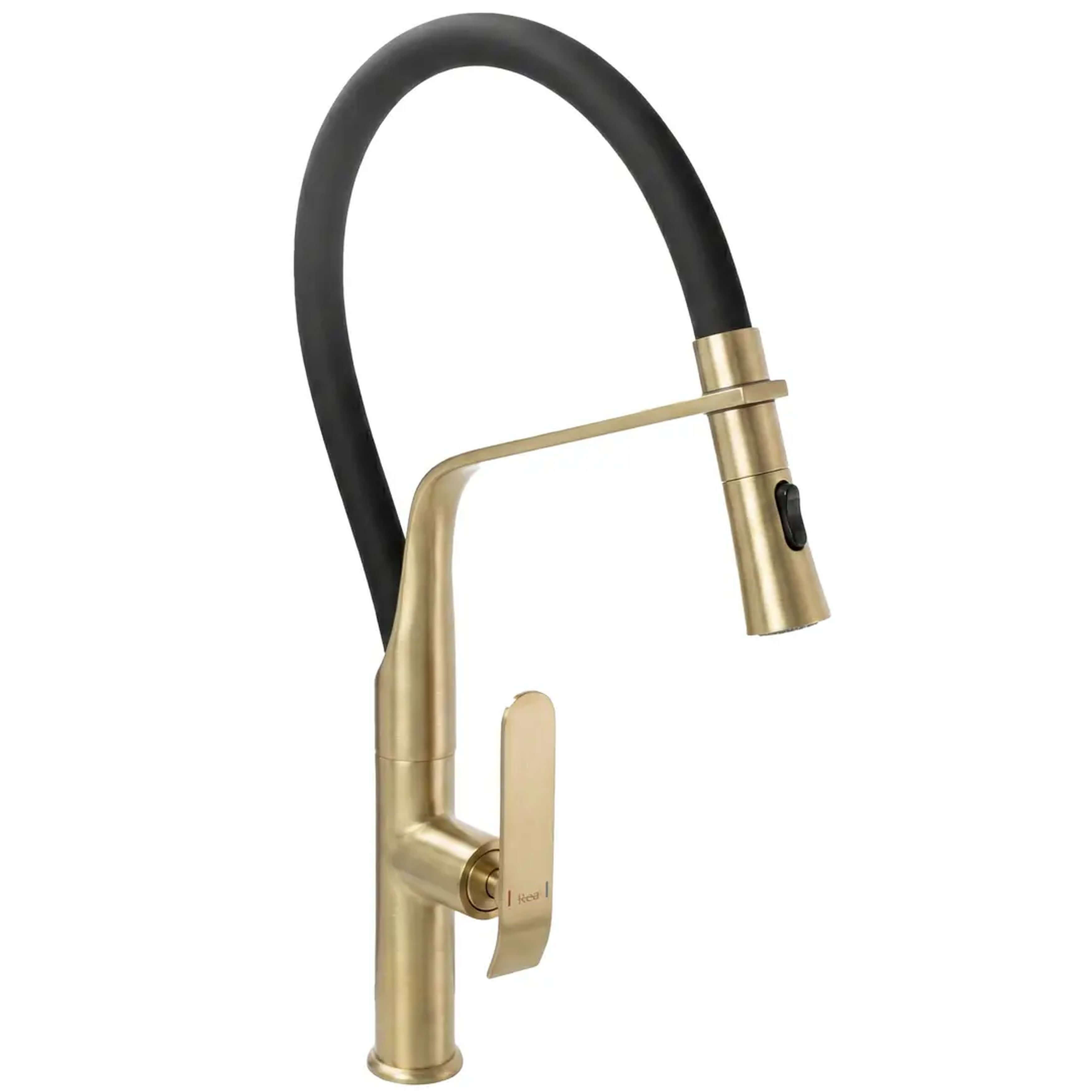 Rea Castor rubinetto da cucina verticale nero-oro/oro antico REA-B4321