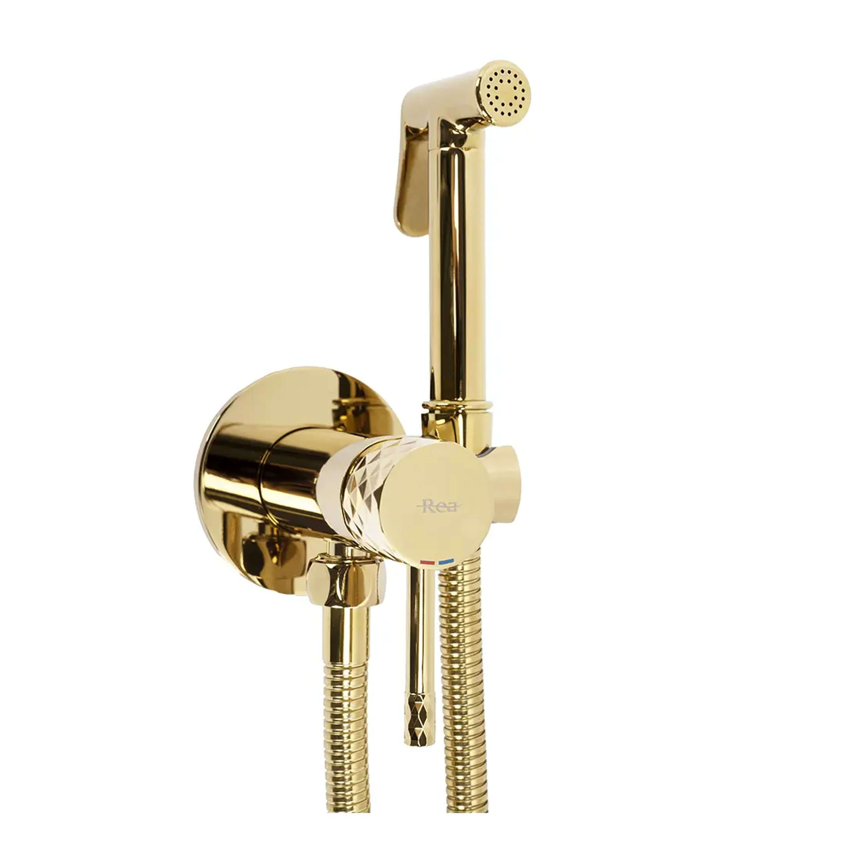 Rea Loop rubinetto per bidet con set doccia a parete oro REA-B8997