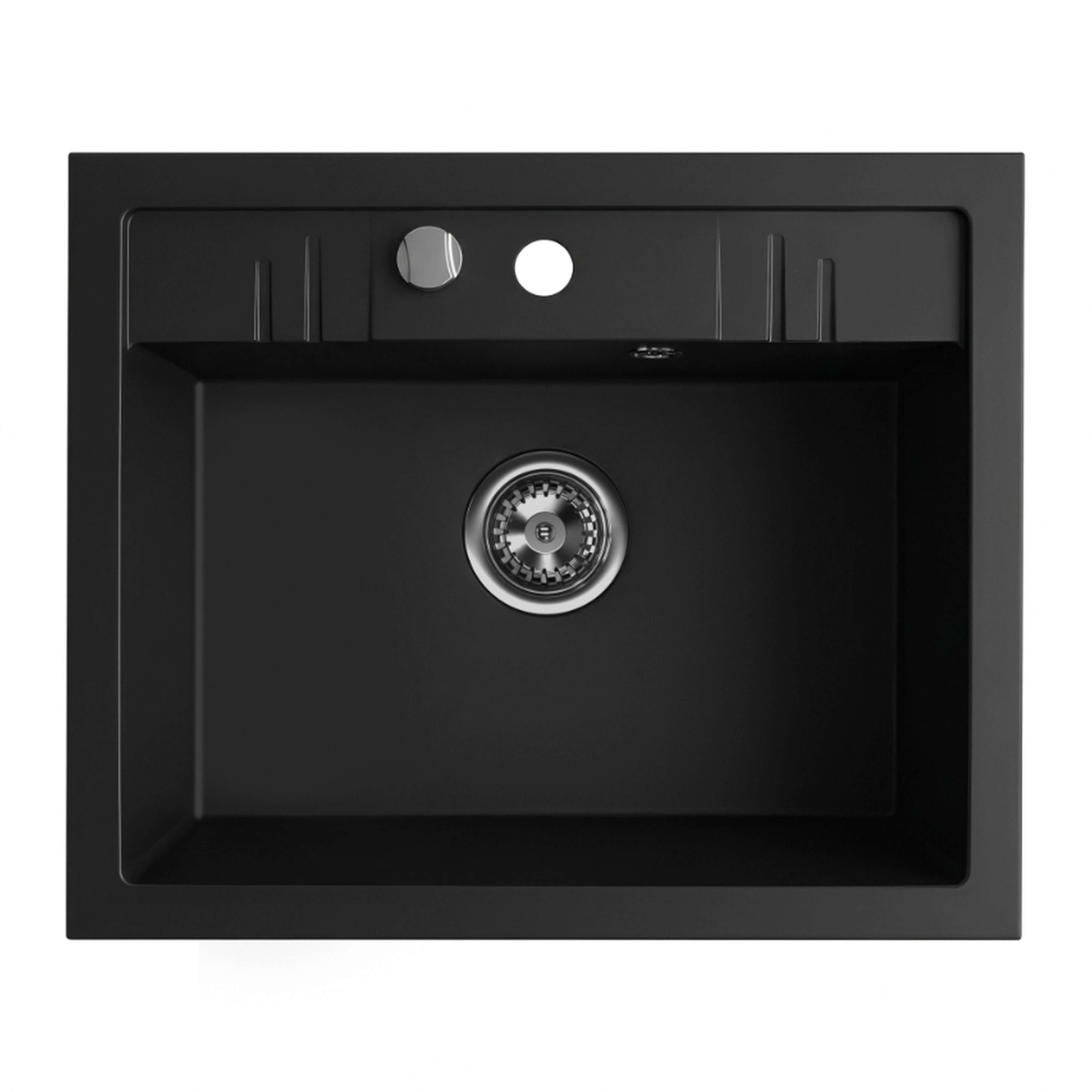 Ferro Mezzo II lavello in granito 58x48 cm nero DRGM1-48-58BM