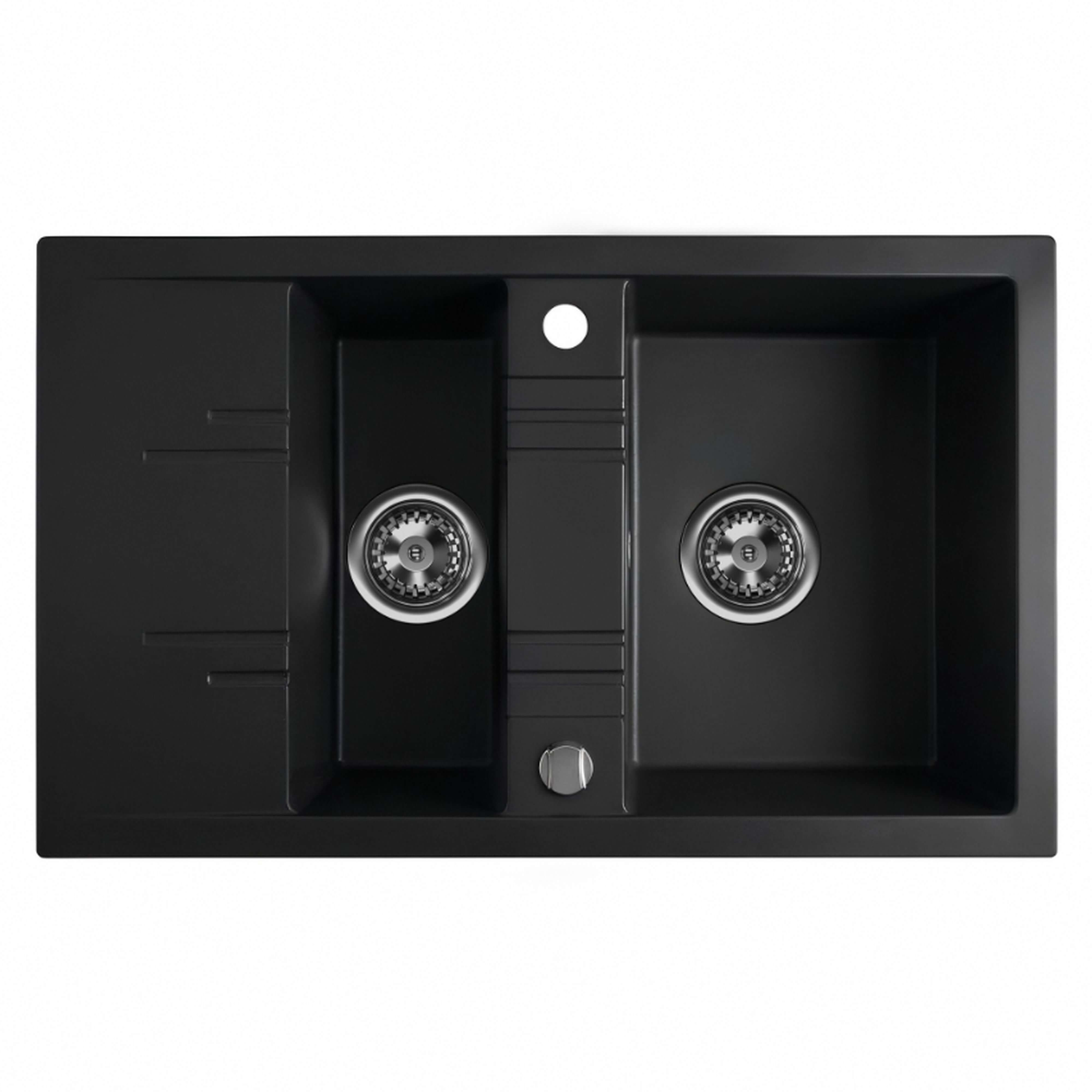 Ferro Mezzo II lavello in granito 79x48 cm nero DRGM3-48-79BM