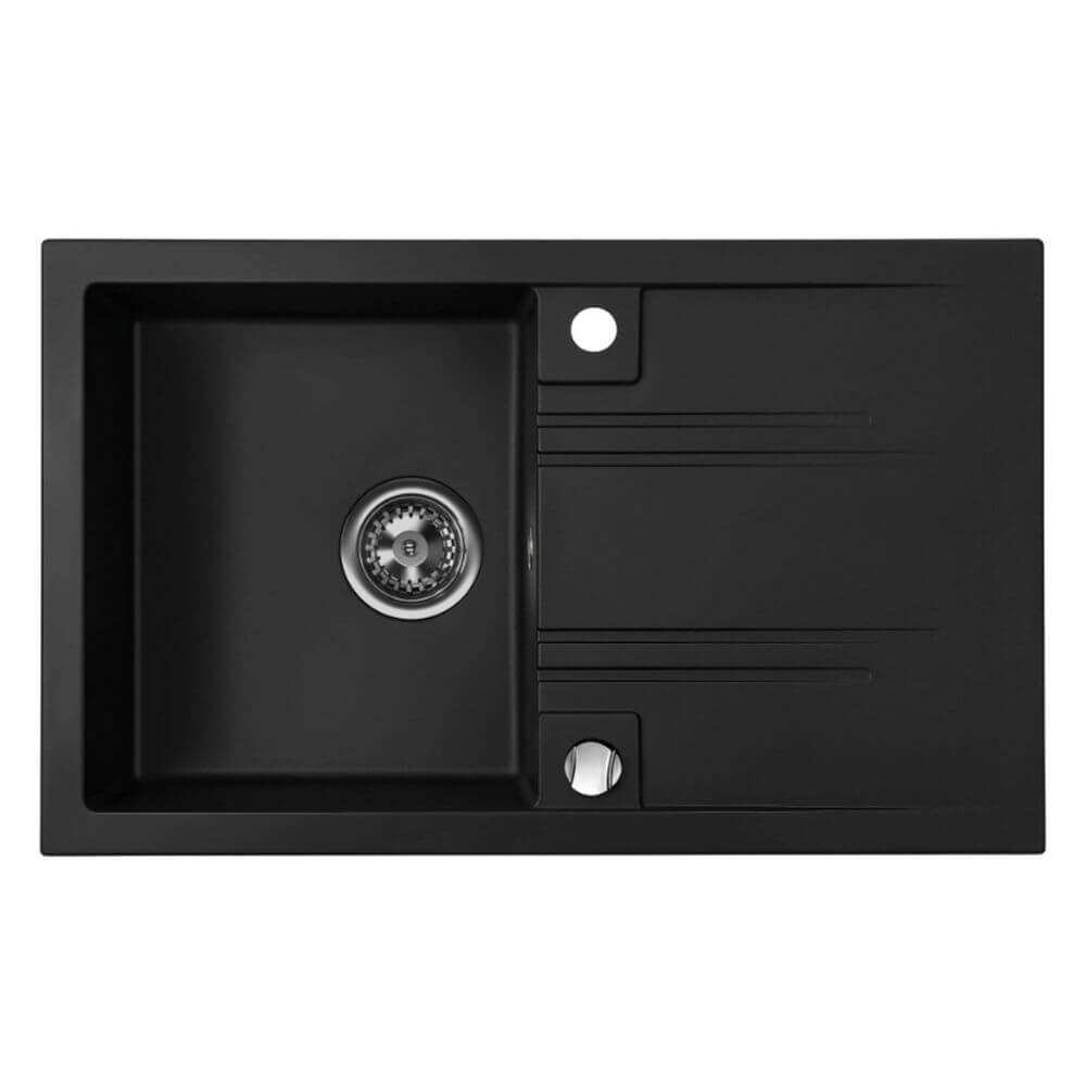 Ferro Mezzo II lavello in granito 78x48 cm nero DRGM48-78BM
