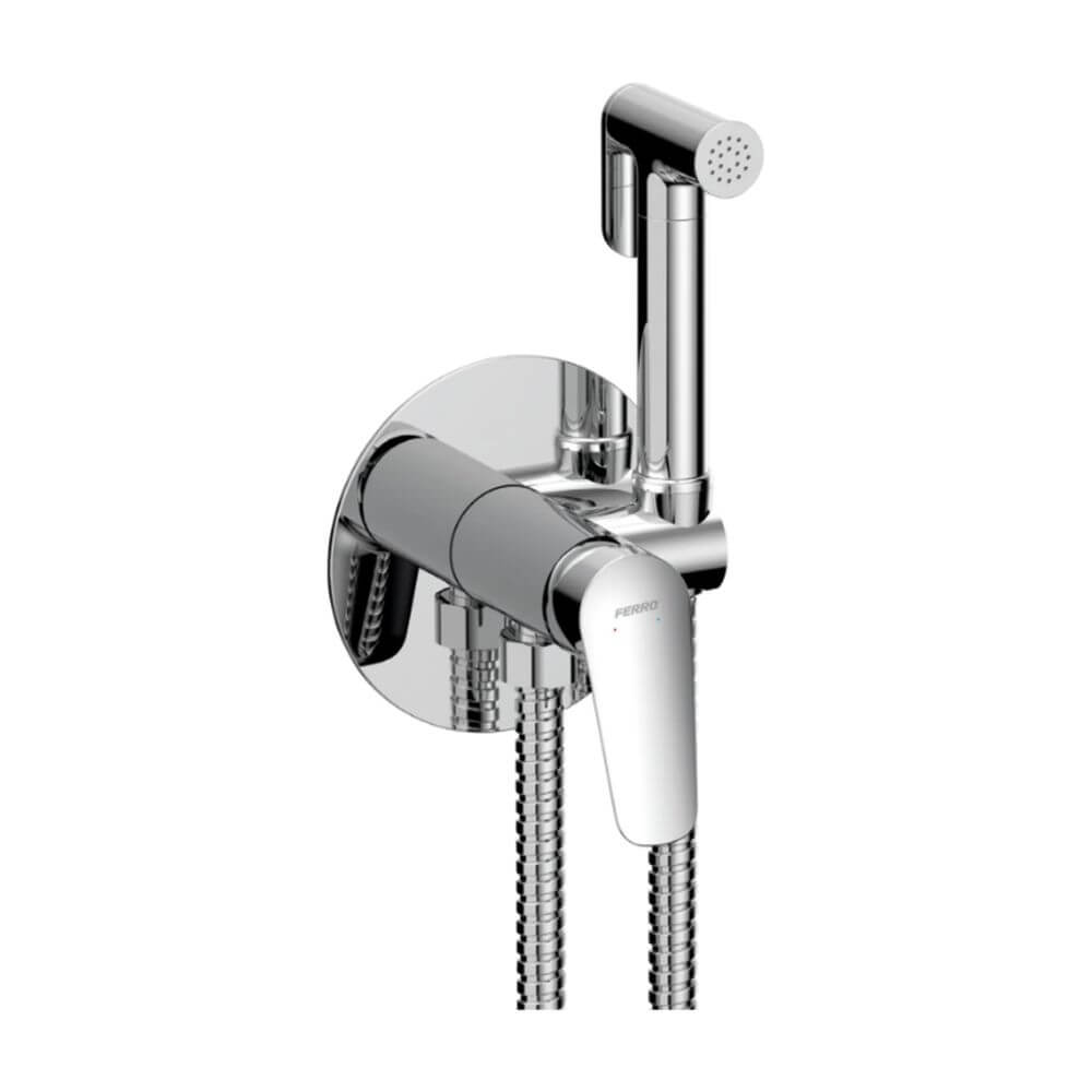 Ferro Themis rubinetto per bidet con set doccia da incasso cromo BTH66P