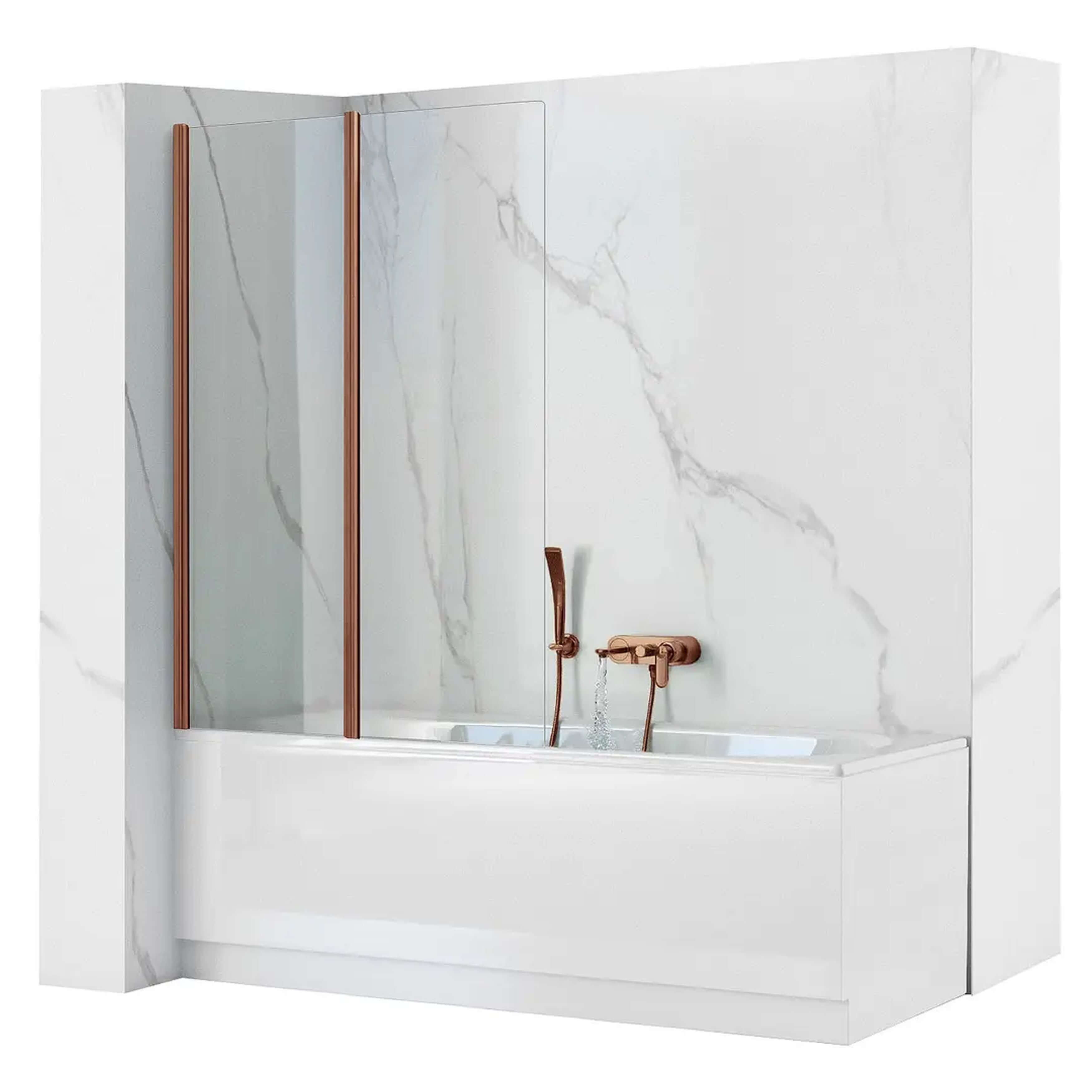 Rea Agat parete vasca 80 cm 2 ante rame spazzolata/vetro trasparente REA-W5696