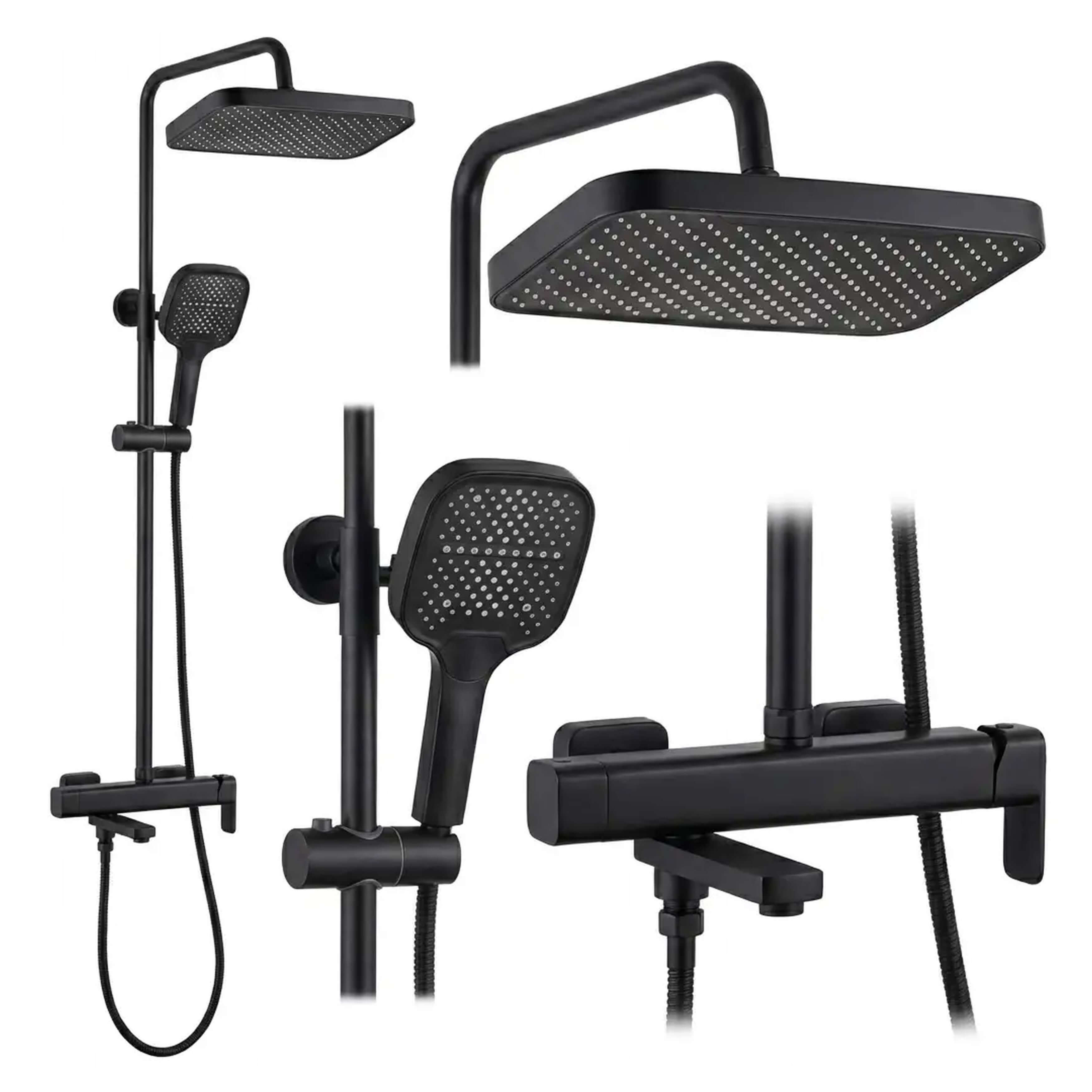 Rea Arlo set doccia a parete con soffione nero REA-P7440