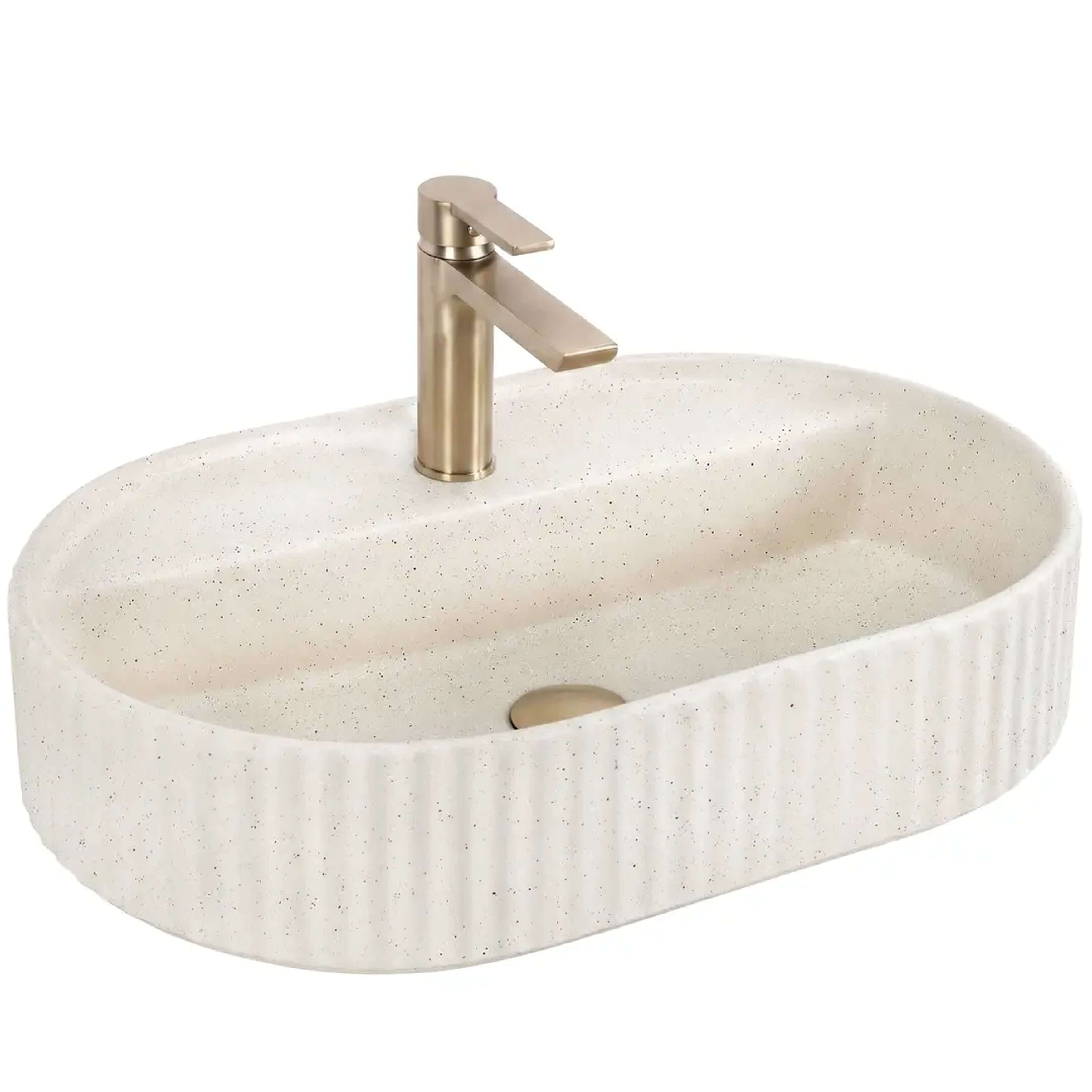 Rea Marcela lavabo 60x37 cm ovale da appoggio marrone/beige opaca REA-U3520