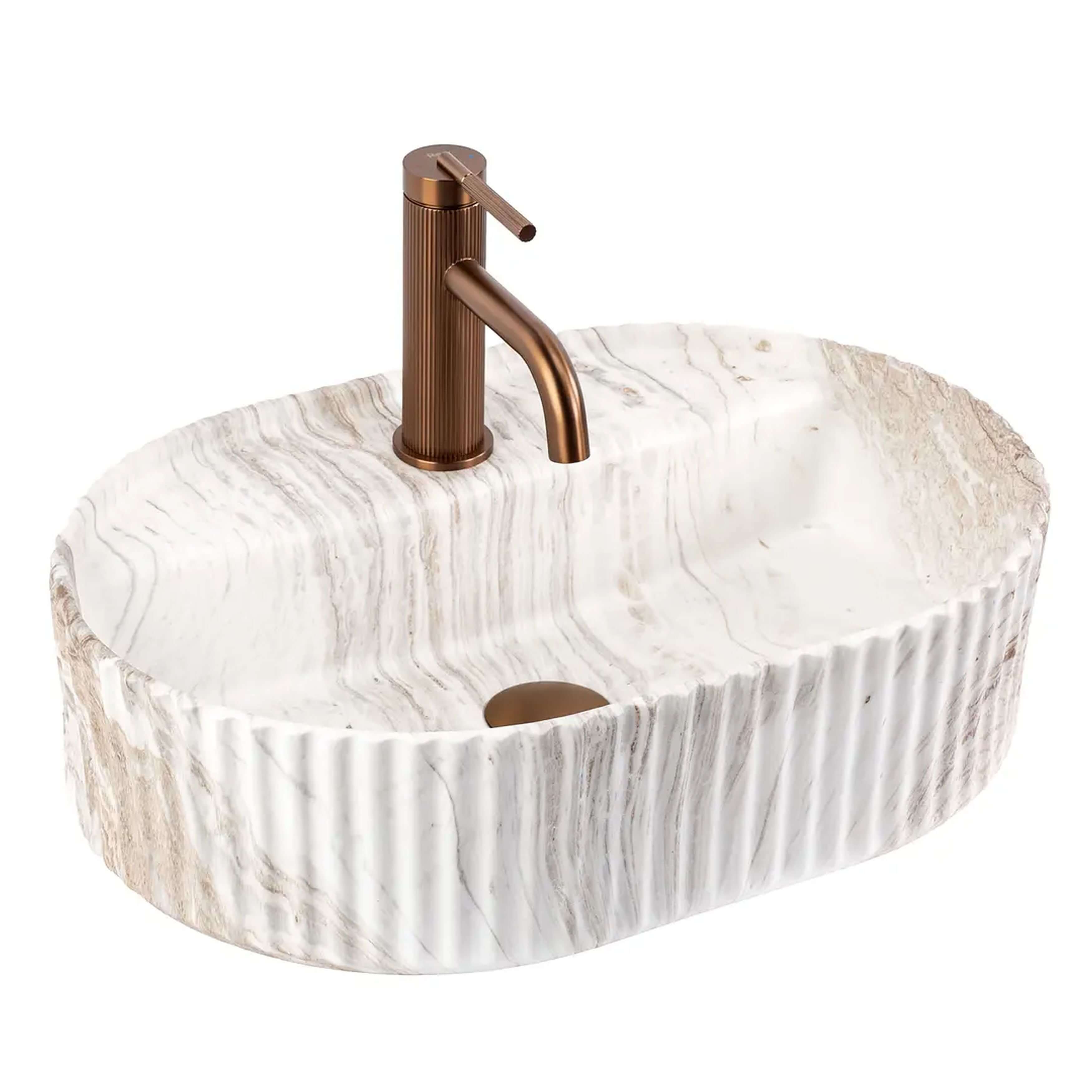 Rea Marcela lavabo 50x35.5 cm ovale da appoggio marrone/beige opaca REA-U3514