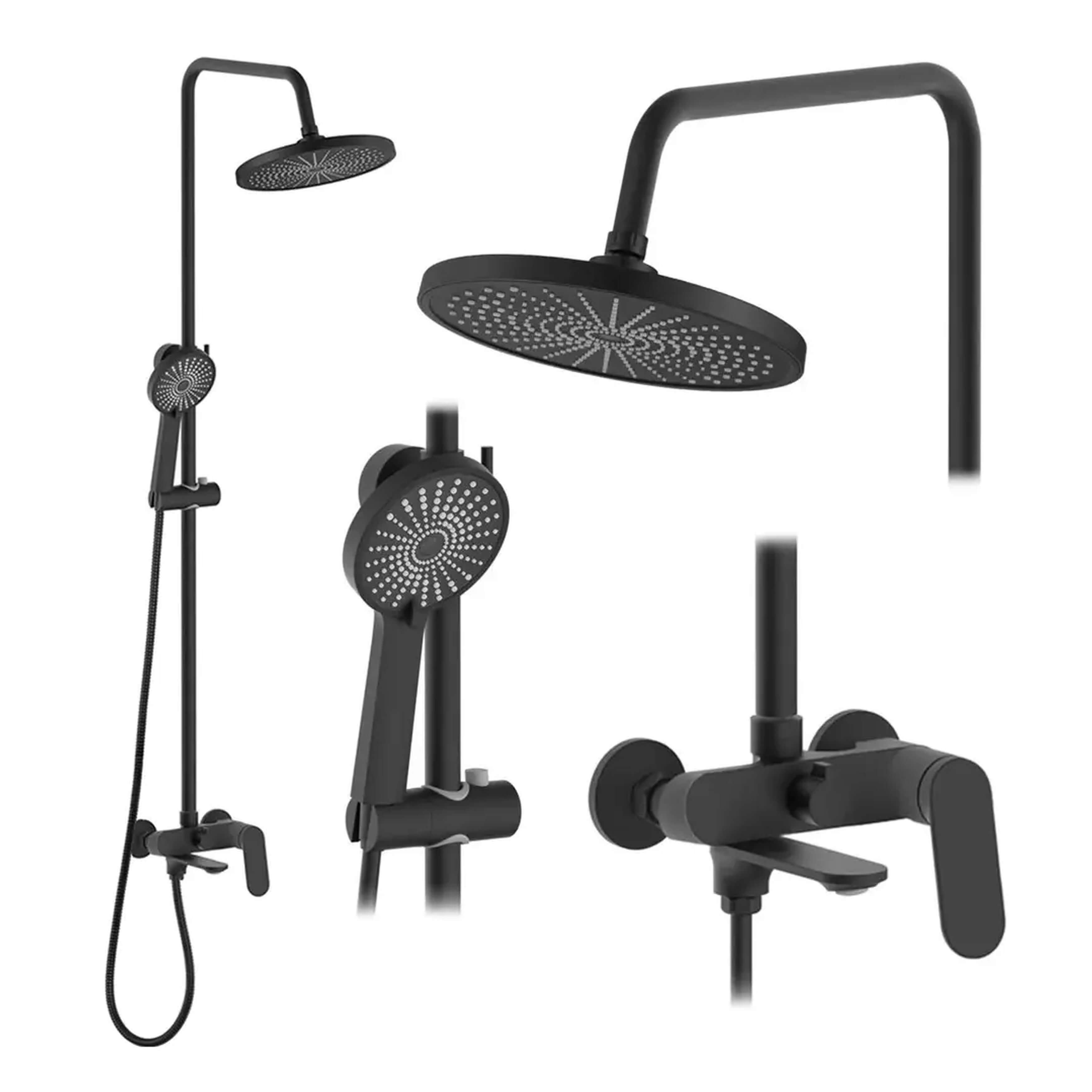 Rea Marco set per vasca e doccia a parete con soffione nero REA-P8545