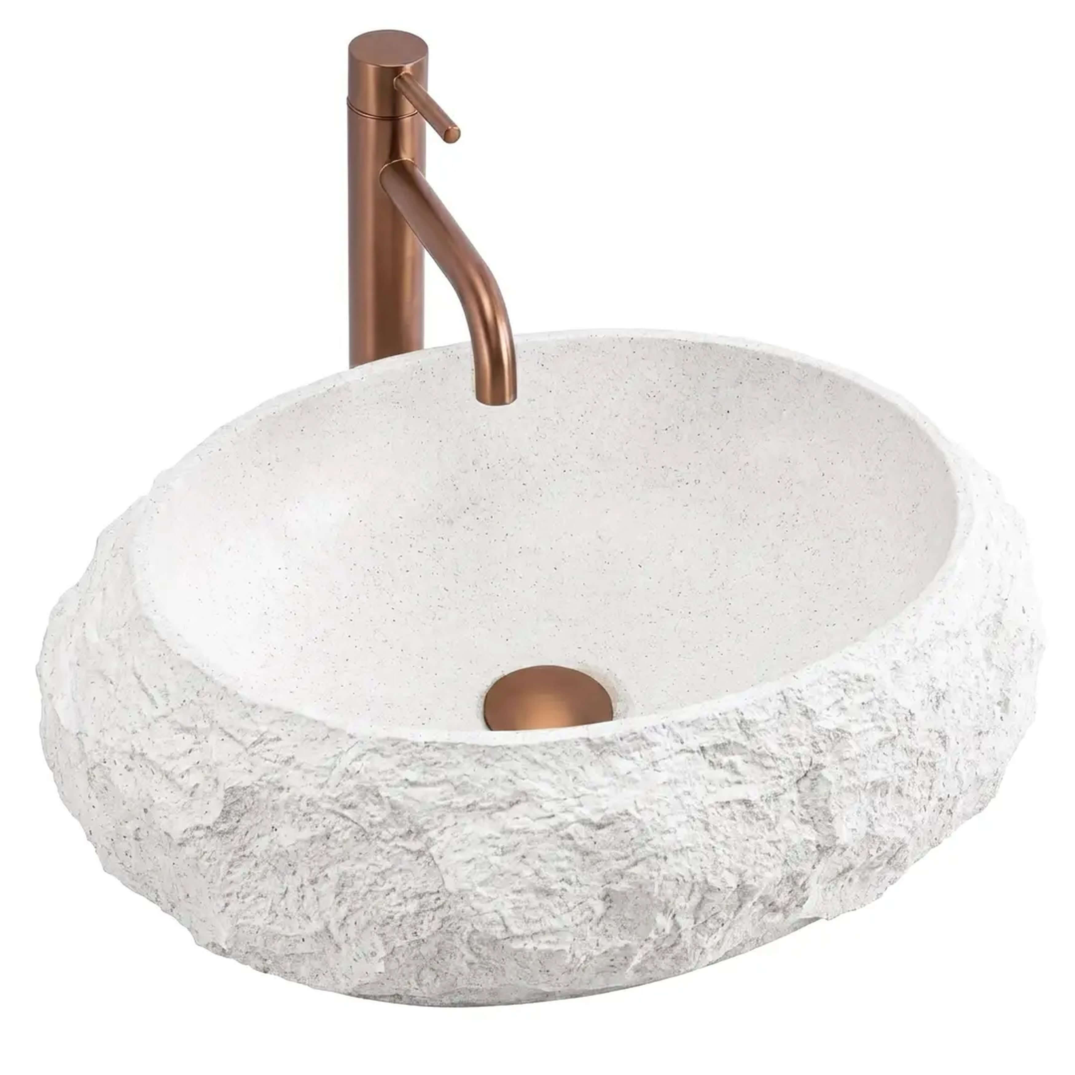 Rea Mika lavabo 50x38 cm ovale da appoggio bianco-grigio/pietra opaca REA-U7350