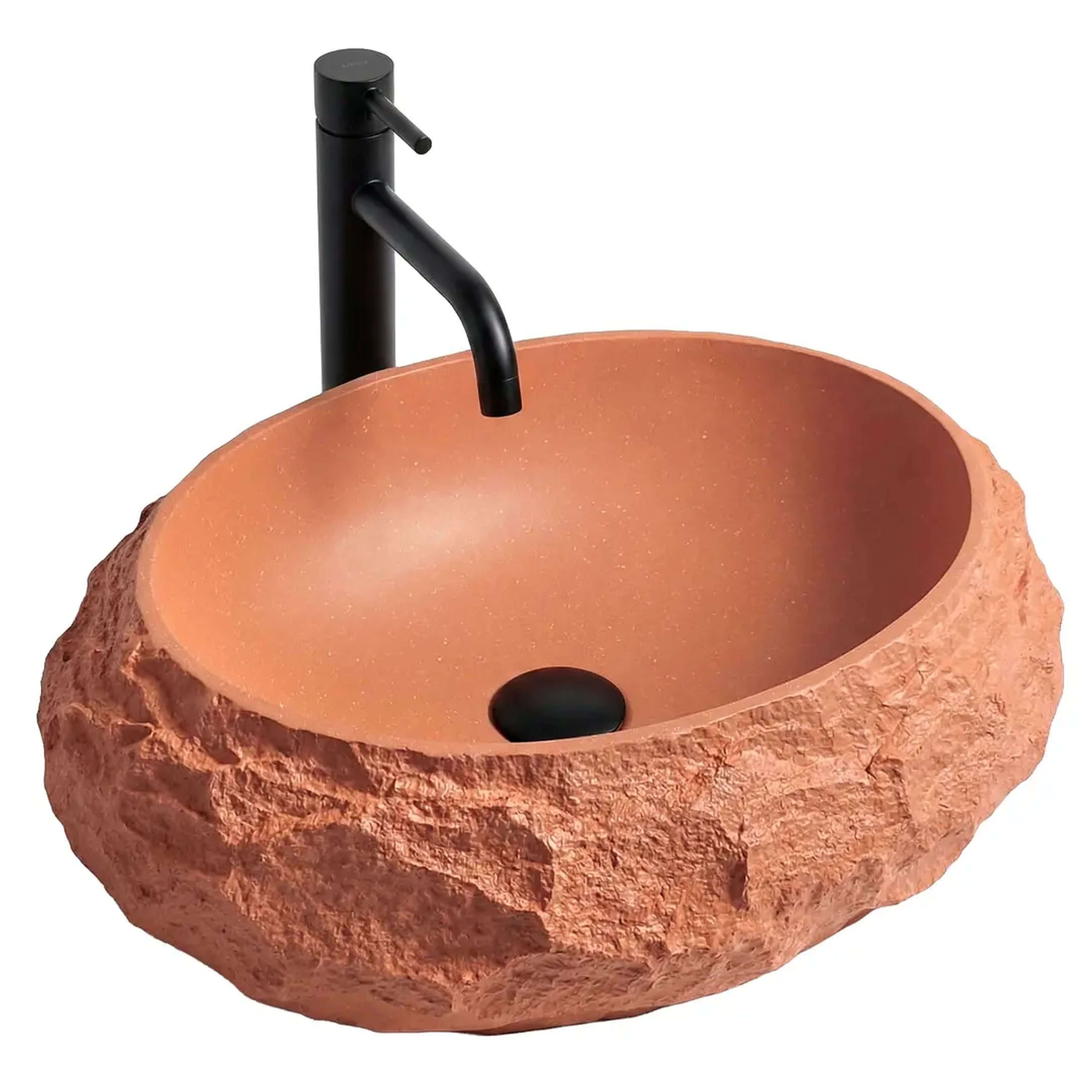 Rea Mika lavabo 50x38 cm ovale da appoggio grigio/pietra-marrone/beige opaca REA-U7349