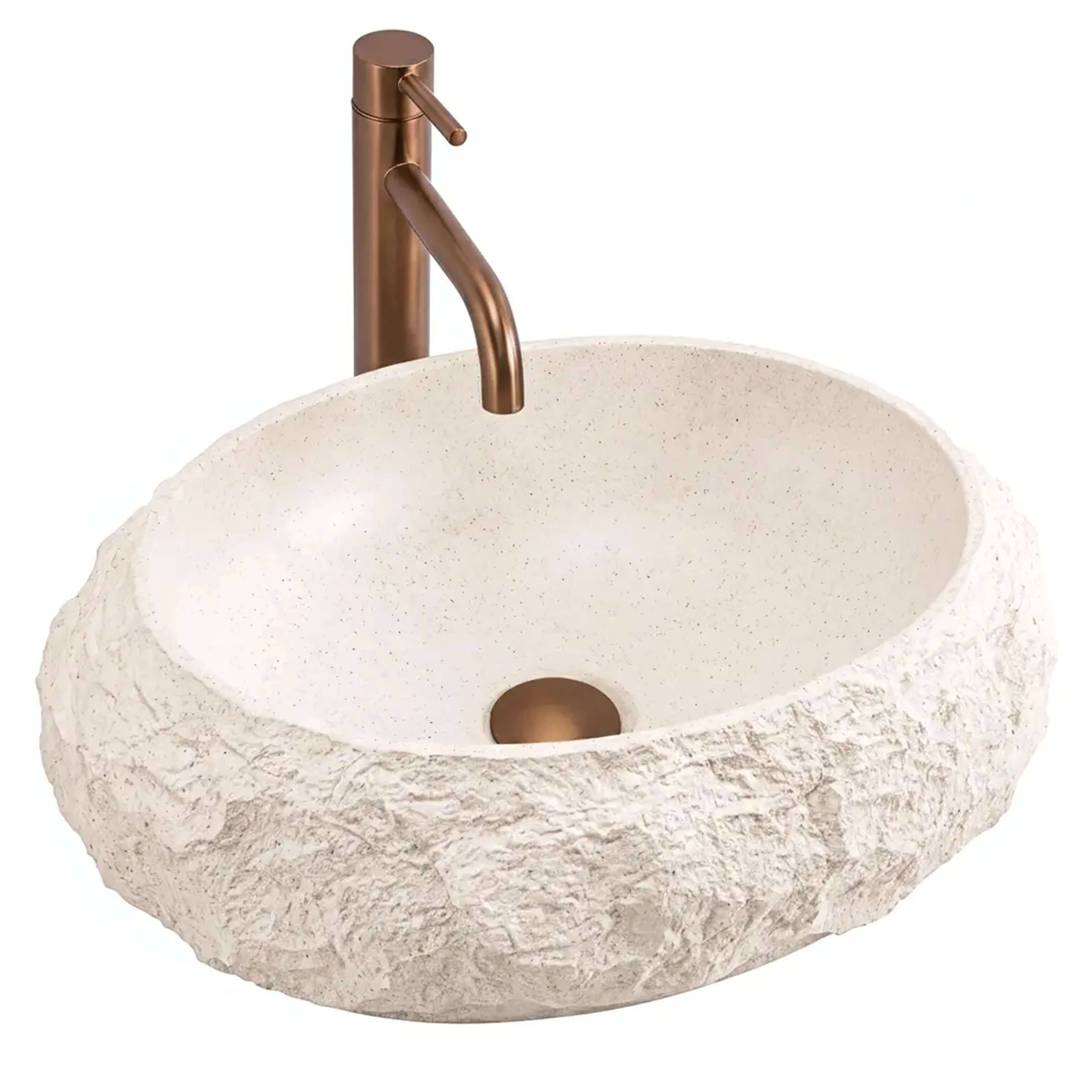Rea Mika lavabo 50x38 cm ovale da appoggio grigio/pietra-marrone/beige opaca REA-U7347