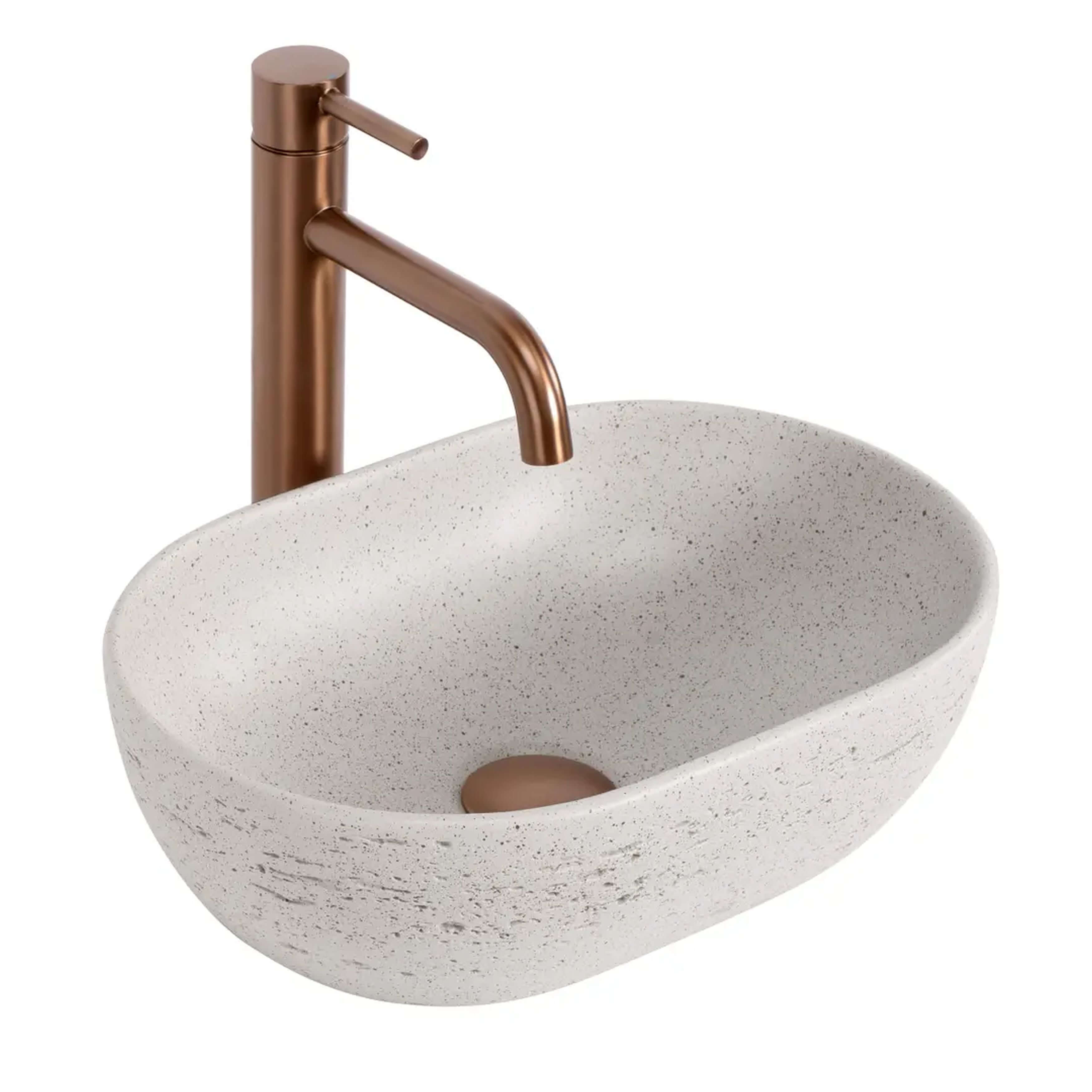 Rea Mira lavabo 37.5x25.5 cm ovale da appoggio grigio/pietra-marrone/beige opaca REA-U3224