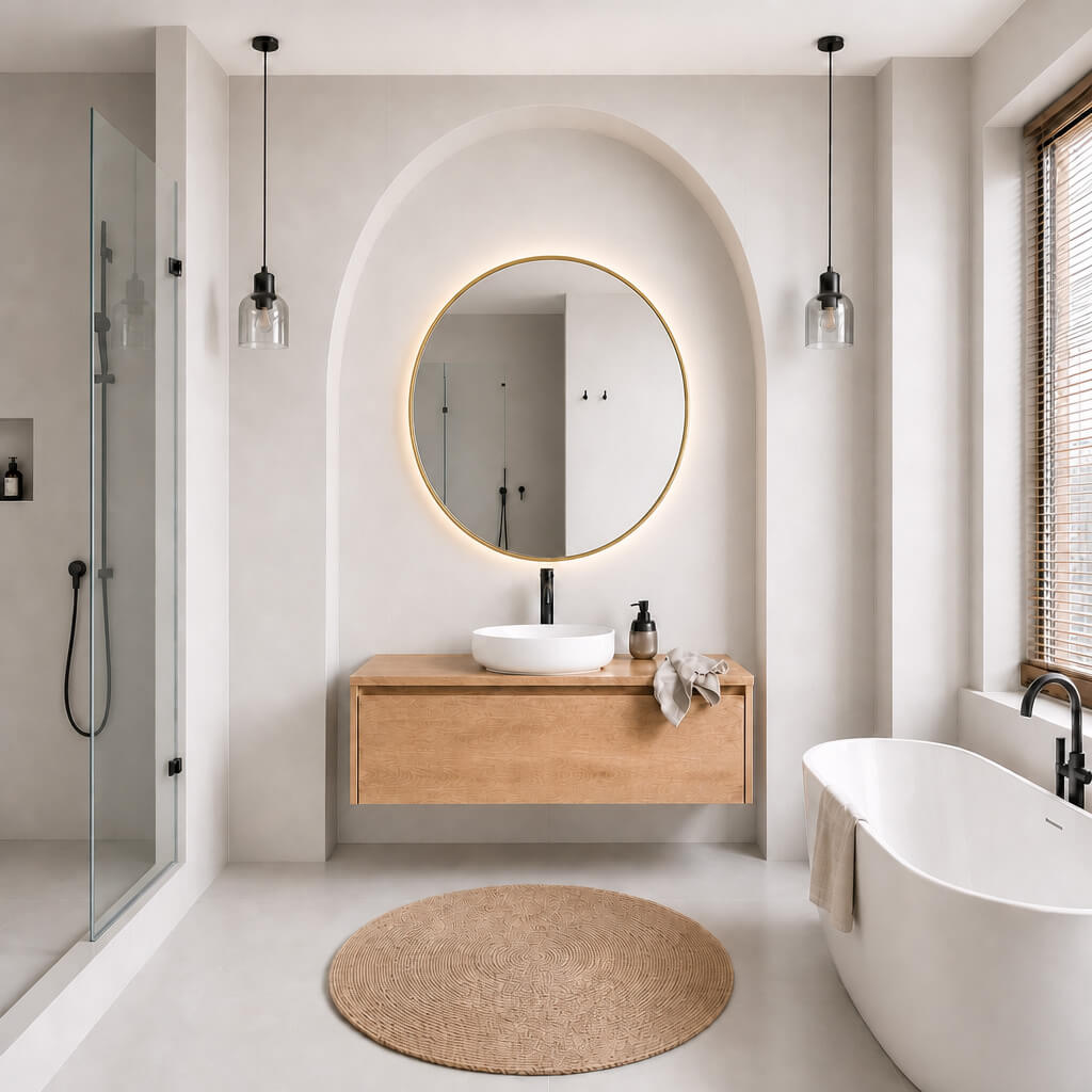 Baltica Design Aluma specchio 50x50 cm rotonda con illuminazione oro 5904107933795
