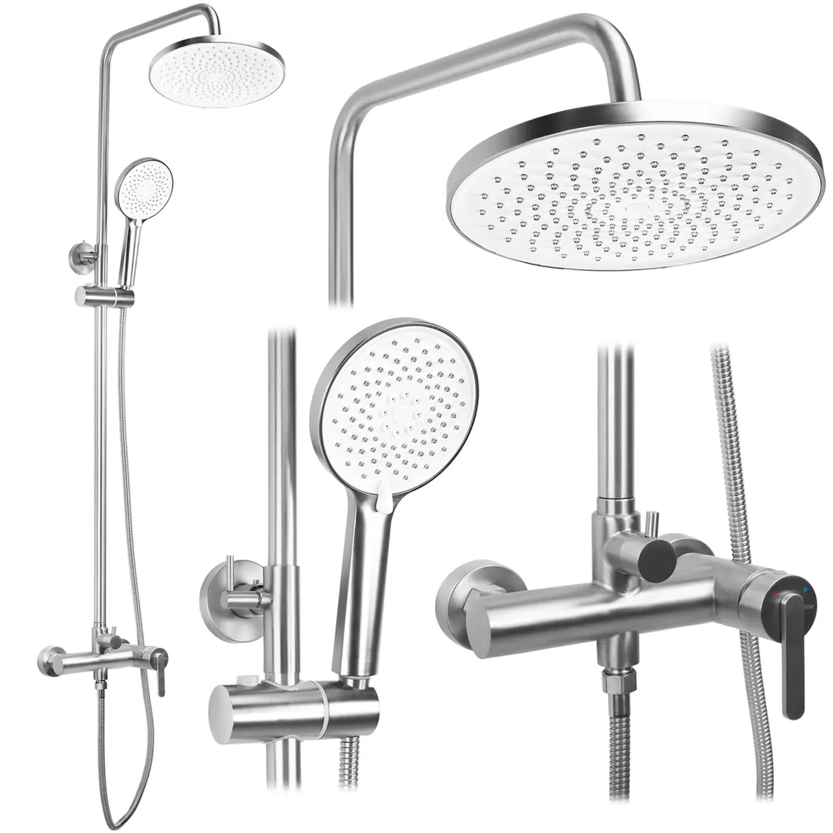 Rea Ontario set doccia a parete con soffione acciaio REA-P5506