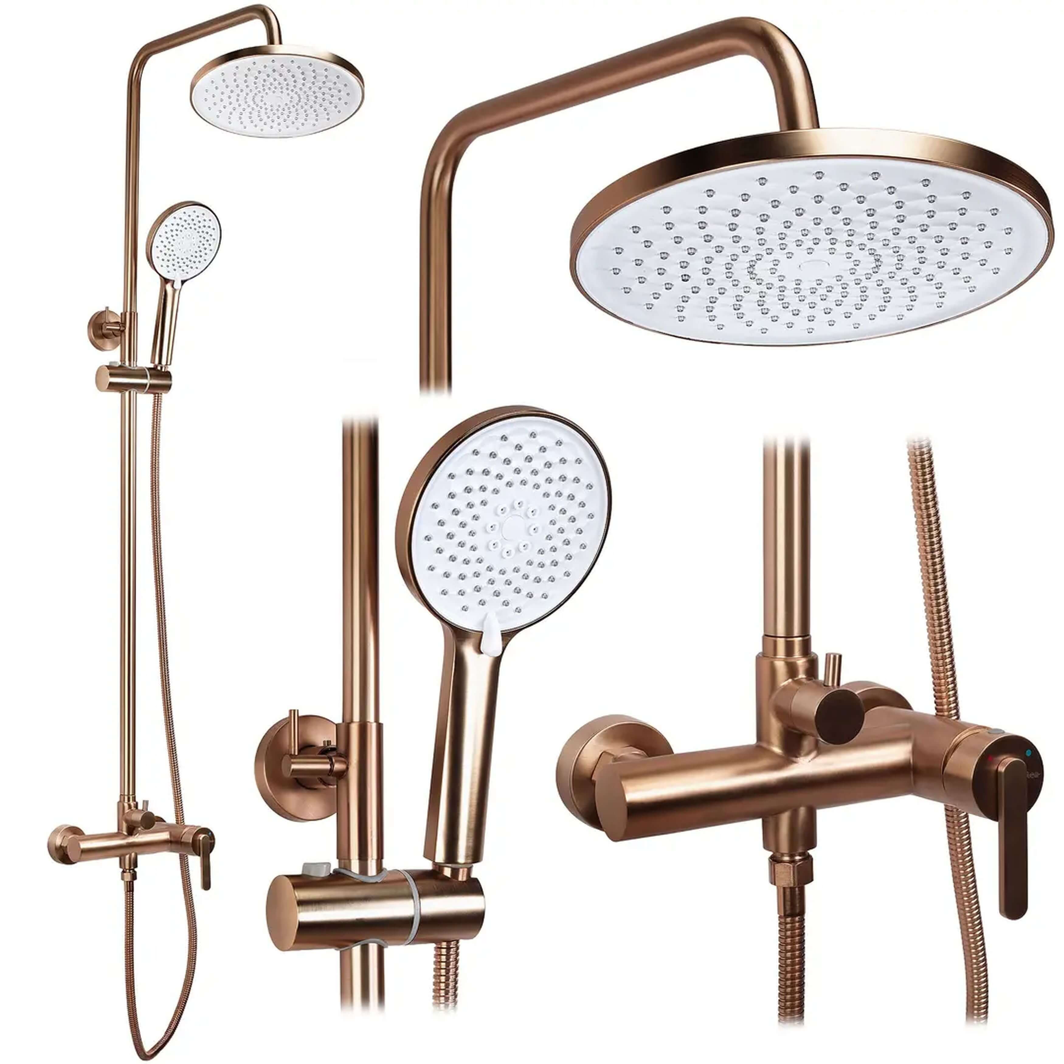 Rea Ontario set doccia a parete con soffione rame REA-P9496