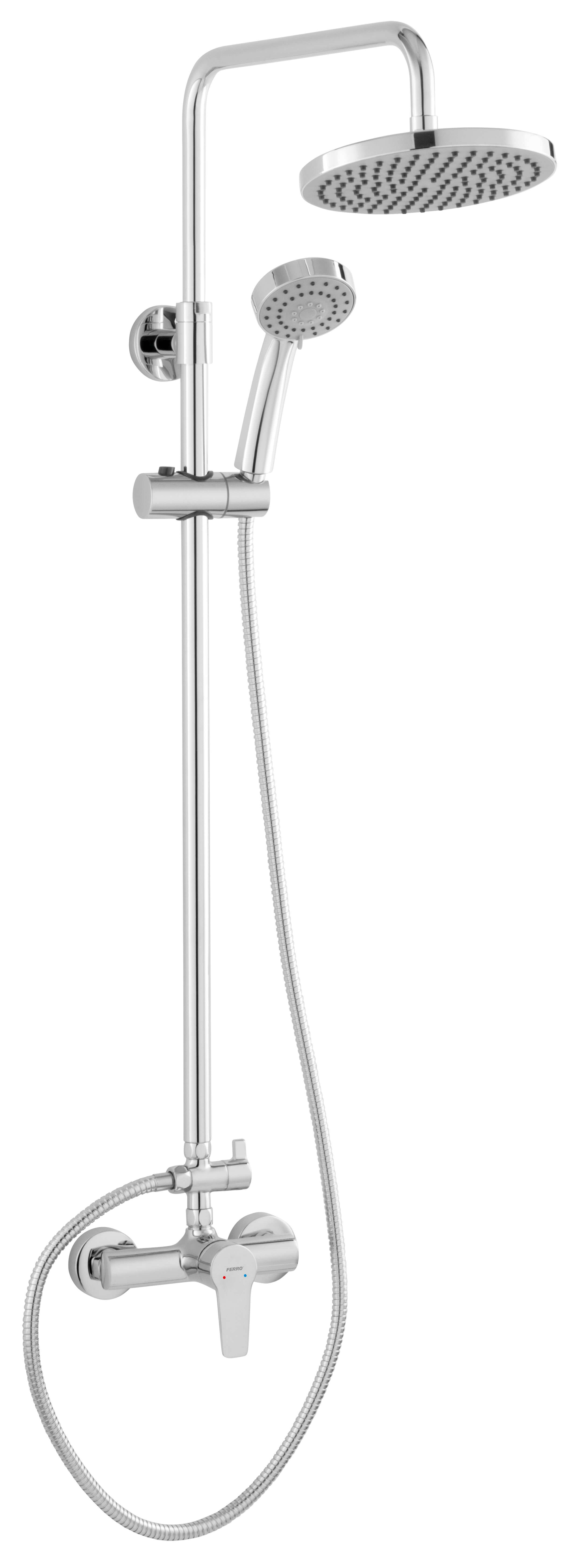 Ferro Ritto set doccia a parete con soffione cromo NP84-BTR7U