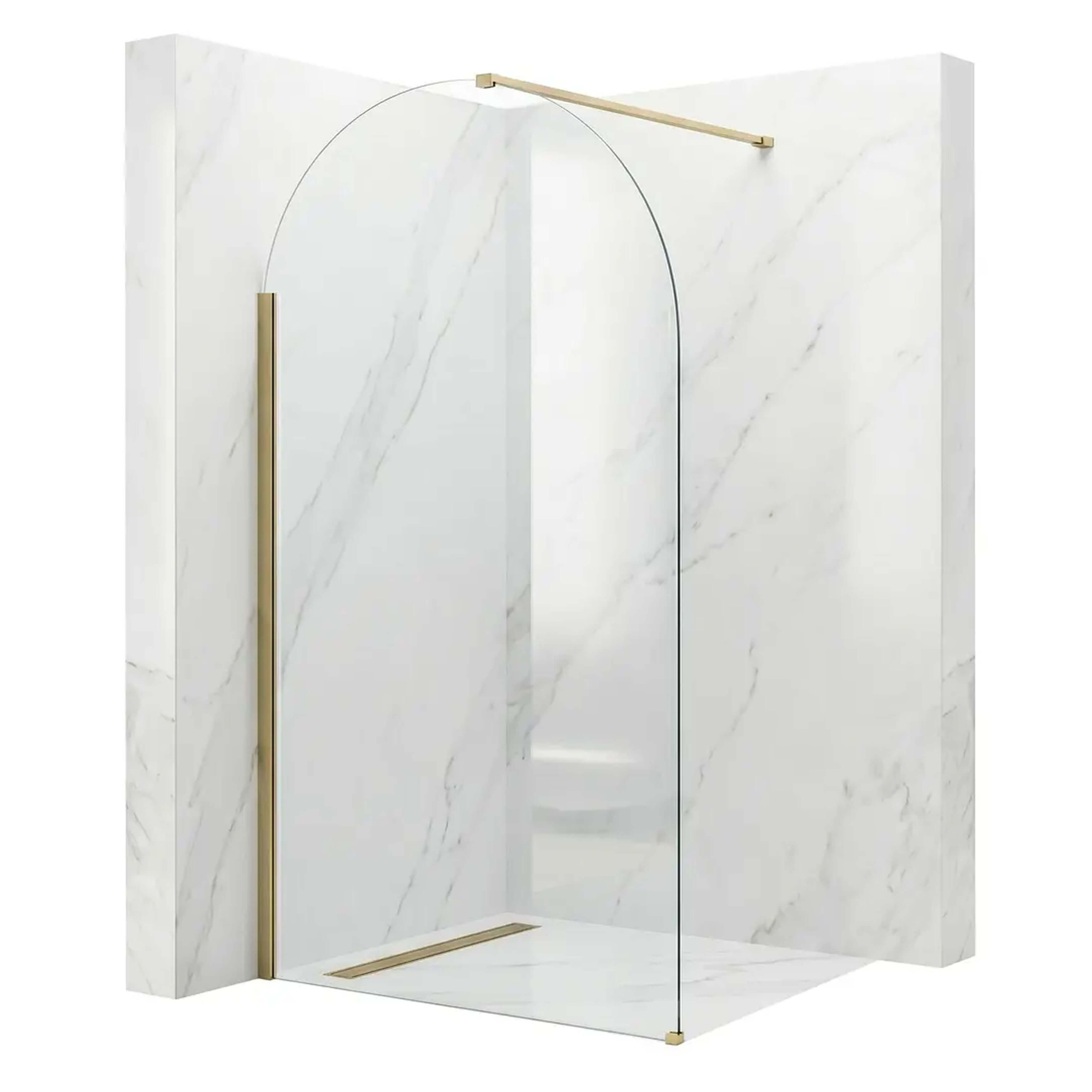 Rea Heaven parete doccia walk-in 120 cm oro spazzolata/vetro trasparente REA-K6682