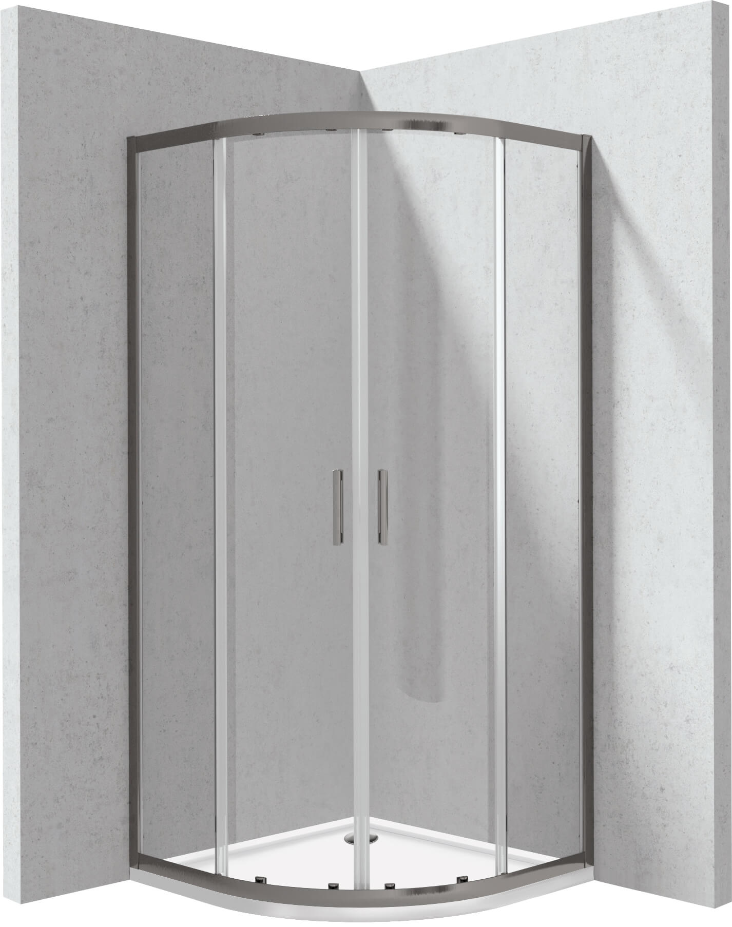 Deante Funkia Evo box doccia con piatto doccia 90x90 cm semicircolare grafite opaca/vetro trasparente KYPPD099P
