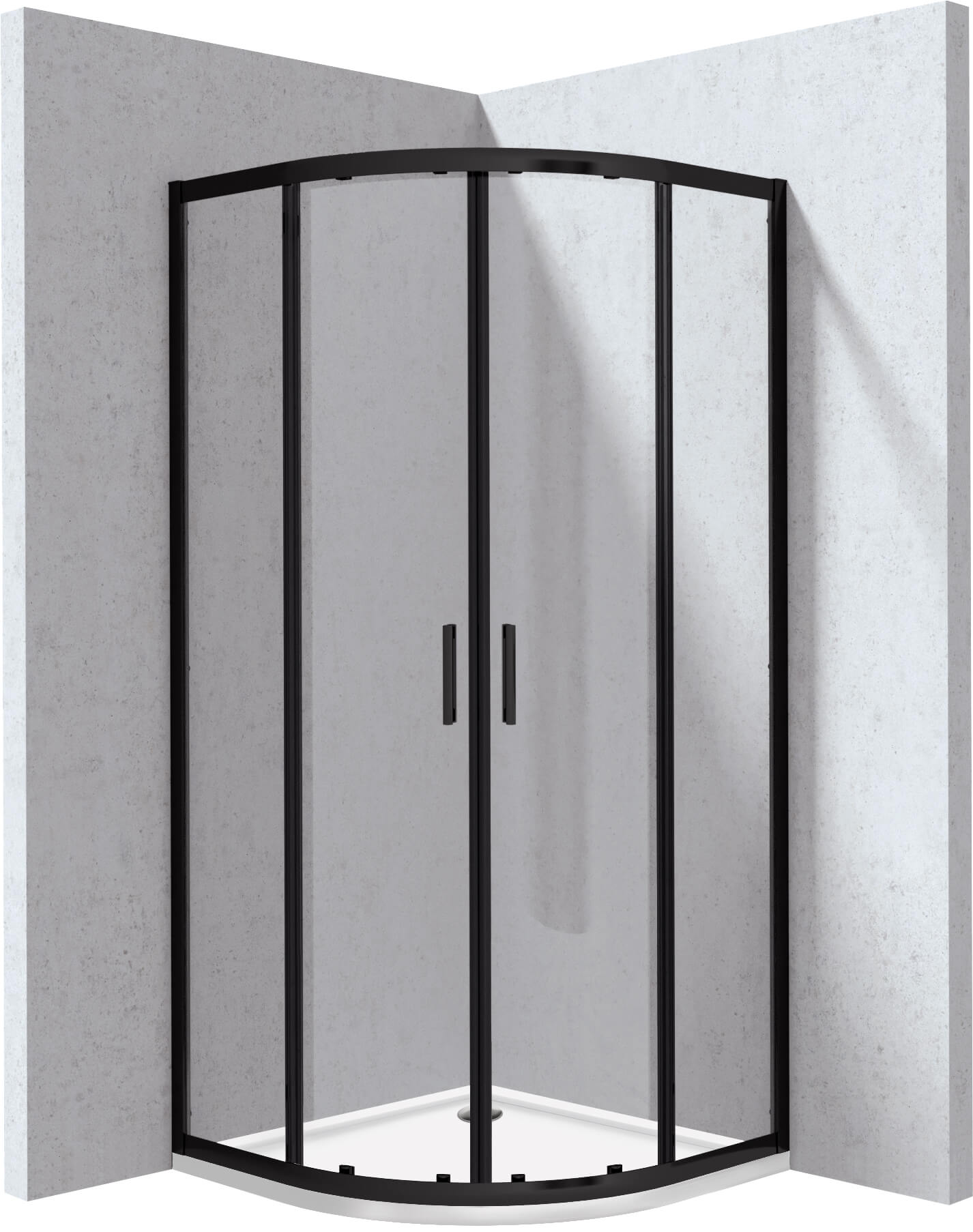 Deante Funkia Evo box doccia con piatto doccia 90x90 cm semicircolare nero opaca/vetro trasparente KYPPN099P