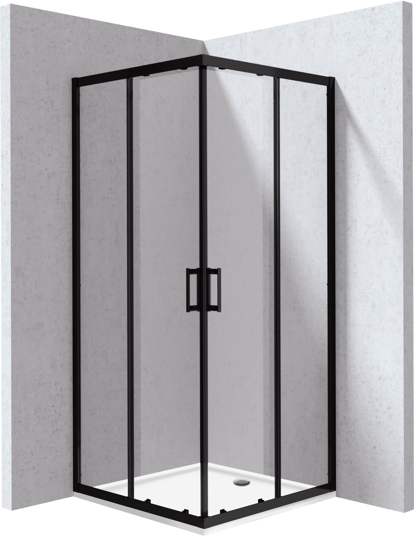 Deante Funkia Evo box doccia con piatto doccia 80x80 cm quadrato nero opaca/vetro trasparente KYCPN088P
