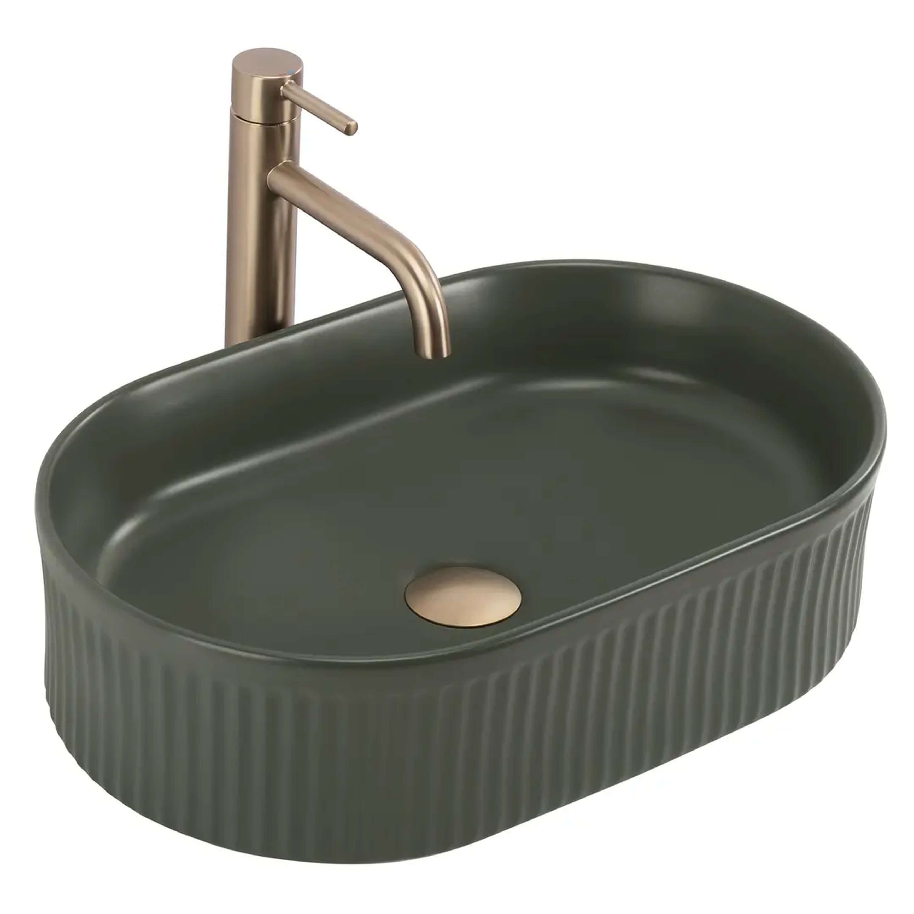 Rea Vanda lavabo 49x31 cm ovale da appoggio verde opaca REA-U3611