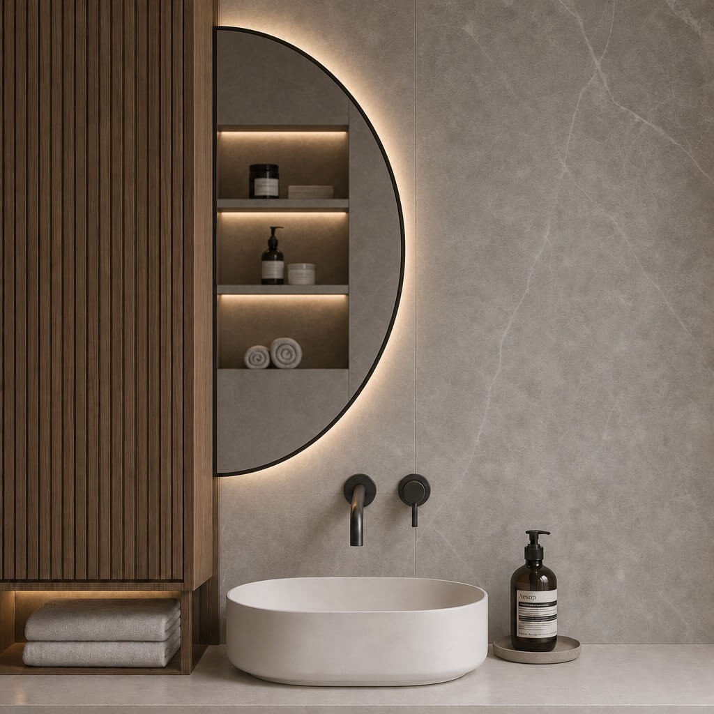 Baltica Design Aluma specchio 60x120 cm con illuminazione nero 5904107934549