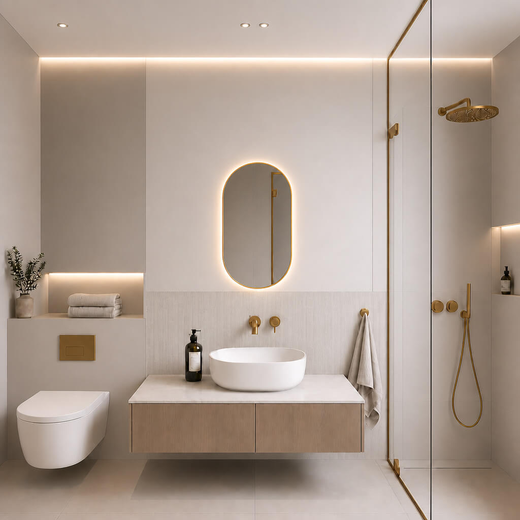 Baltica Design Aluma specchio 40x80 cm ovale con illuminazione oro 5904107934334