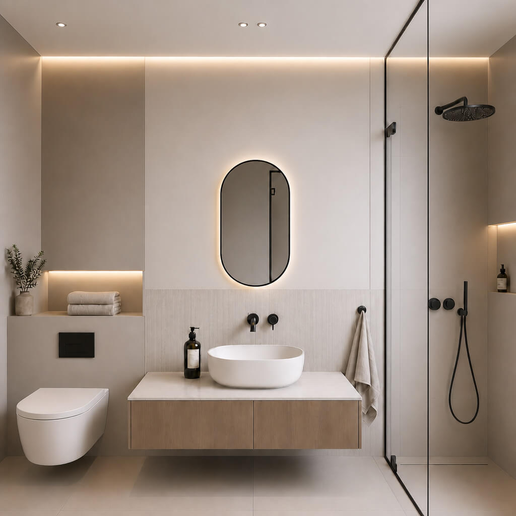 Baltica Design Aluma specchio 50x70 cm ovale con illuminazione nero 5904107934365