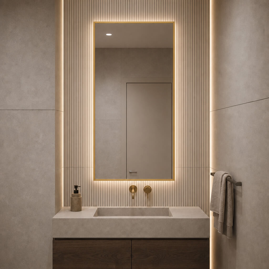 Baltica Design Aluma specchio 50x70 cm rettangolare con illuminazione oro 5904107934204