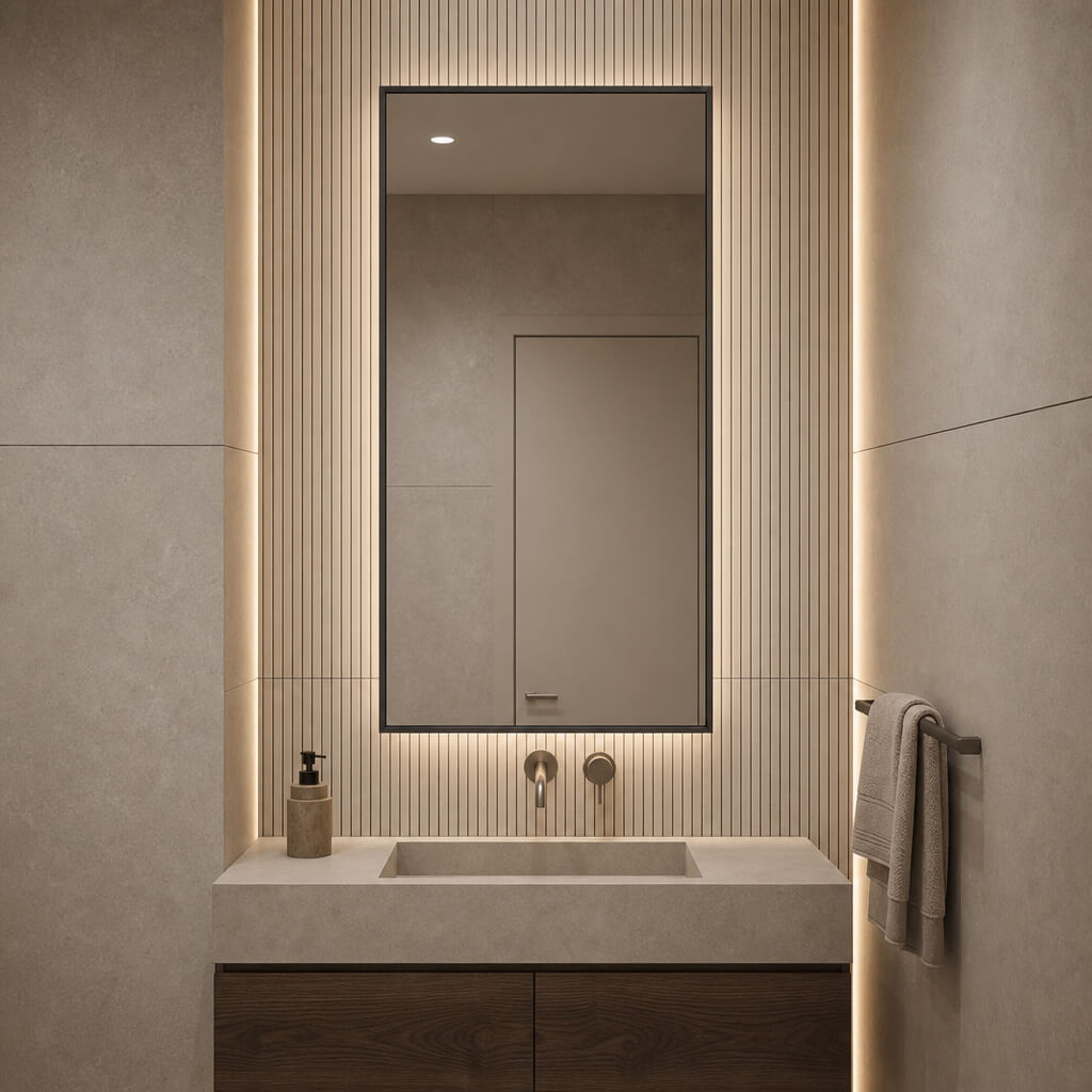 Baltica Design Aluma specchio 60x80 cm rettangolare con illuminazione nero 5904107934235