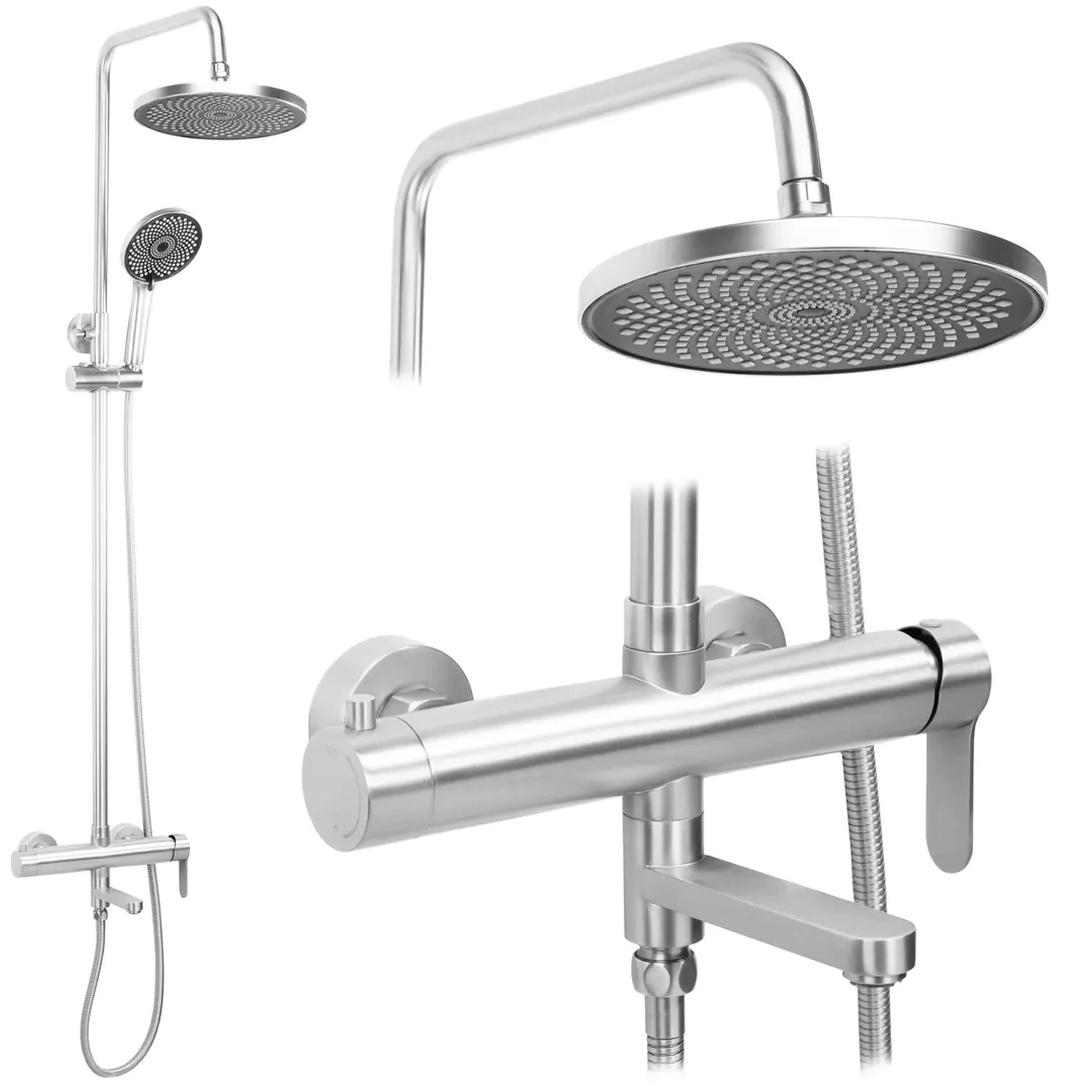 Rea Arcos set doccia a parete con soffione acciaio REA-P8926